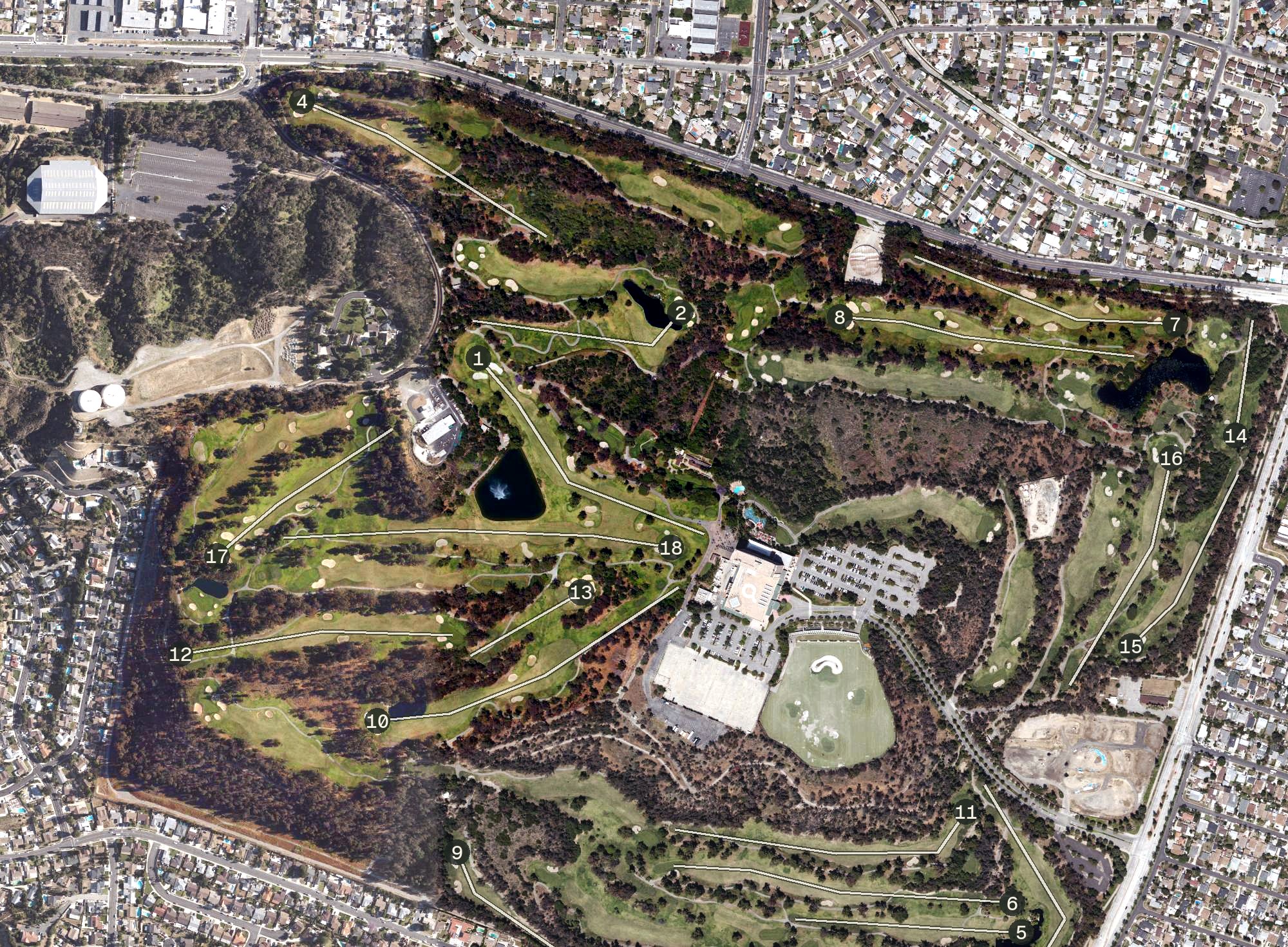 Aerial view of The Industry Hills Golf Club - Ike (Dwight D Eisenhower) Course, CA
