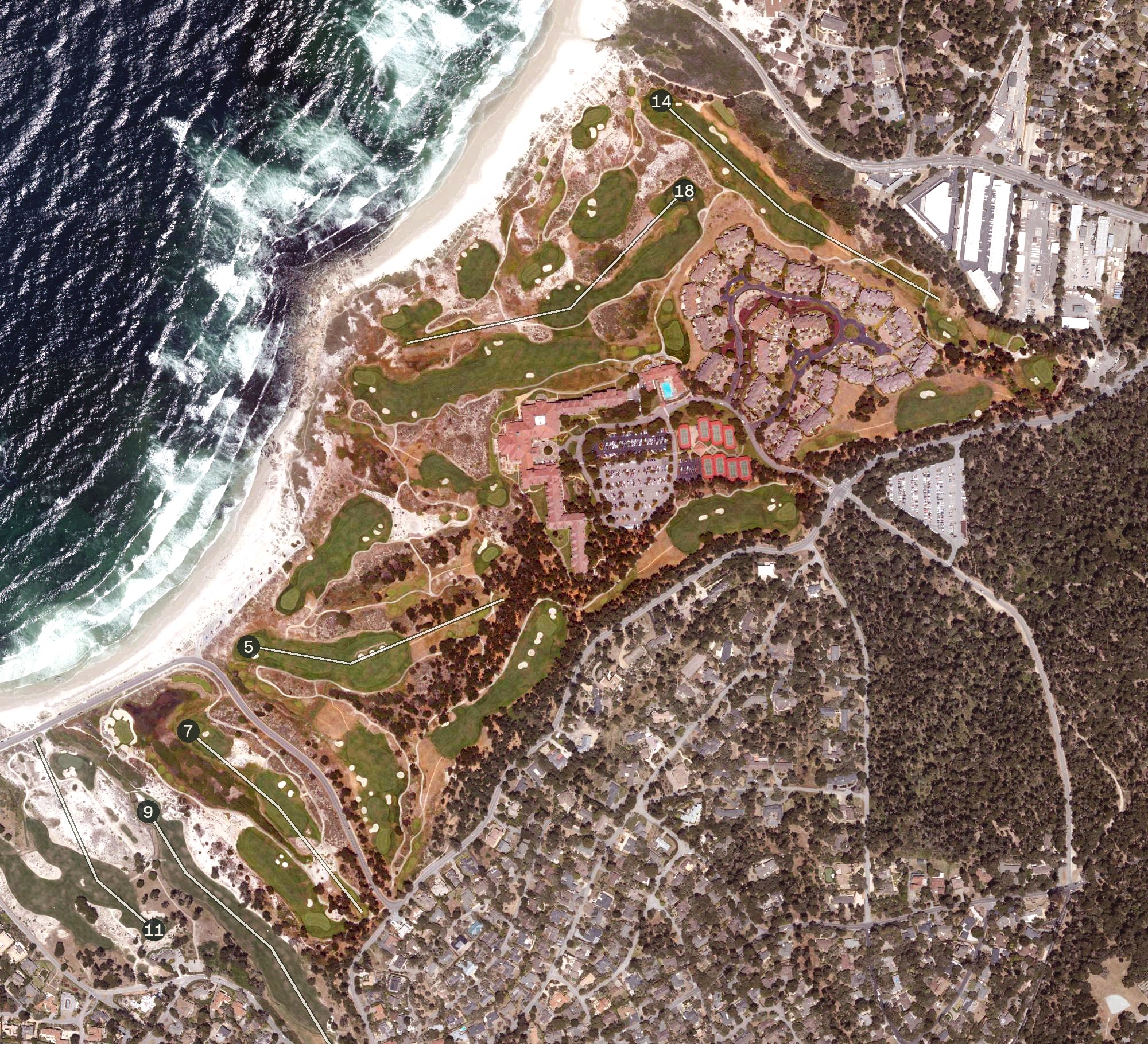 Aerial view of The Links at Spanish Bay, CA