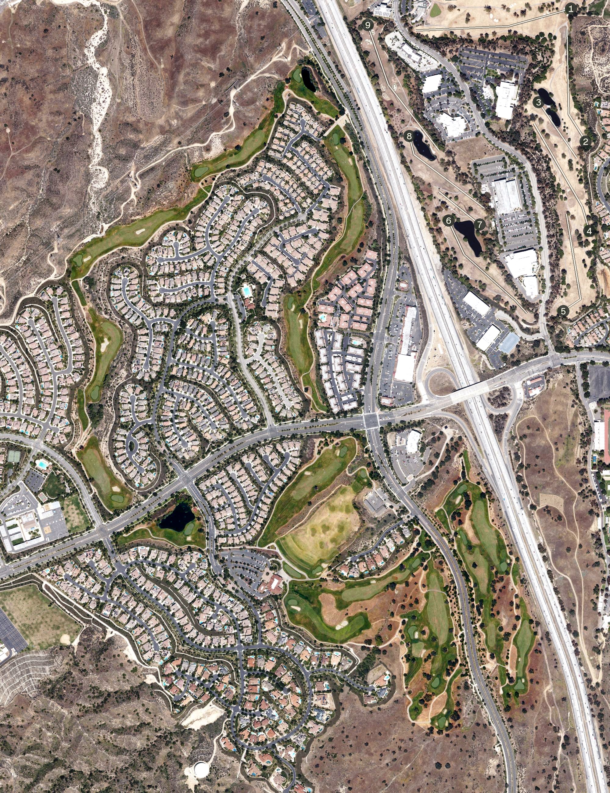 Aerial view of The Oaks Club at Valencia, CA