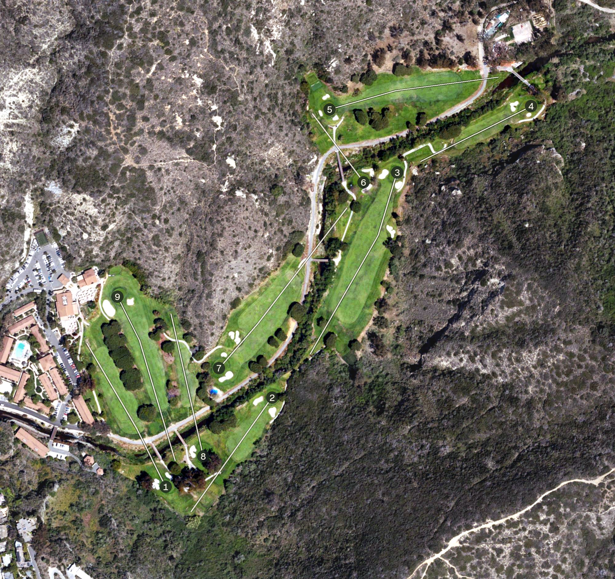 Aerial view of The Ranch at Laguna BeachGolf Course, CA