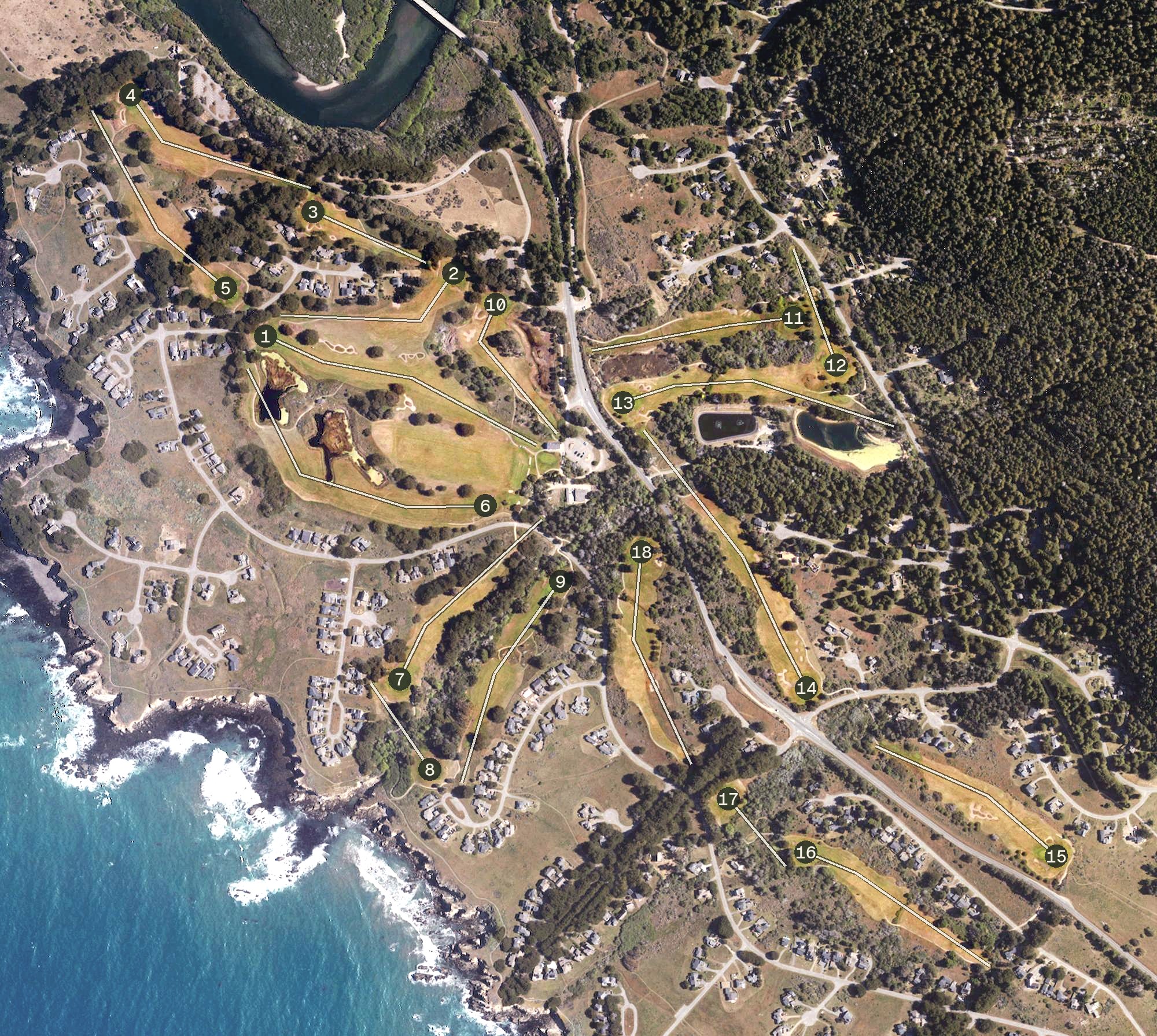 Aerial view of The Sea Ranch Golf Links, CA
