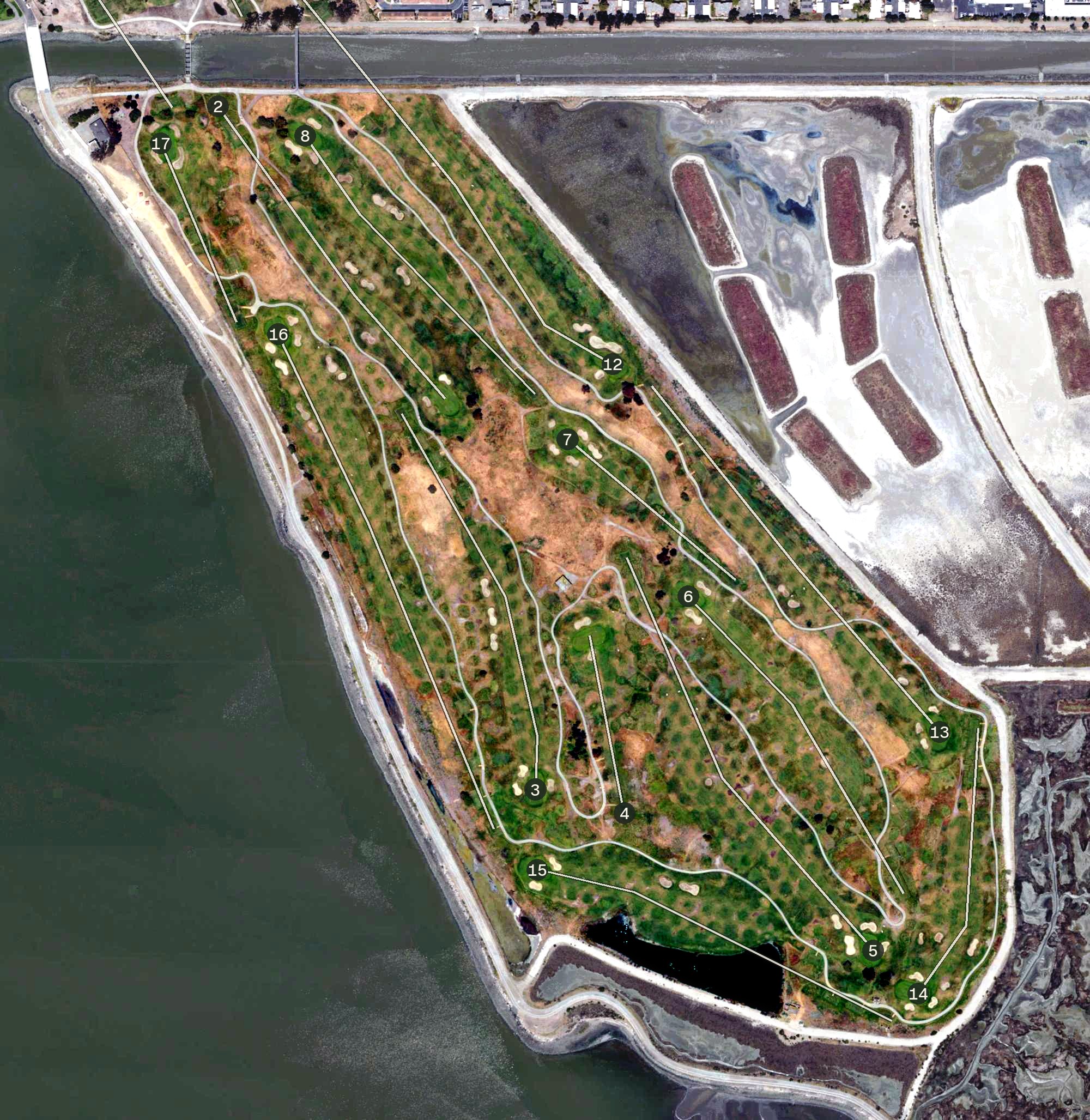 Aerial view of Tony Lema Golf Course, CA