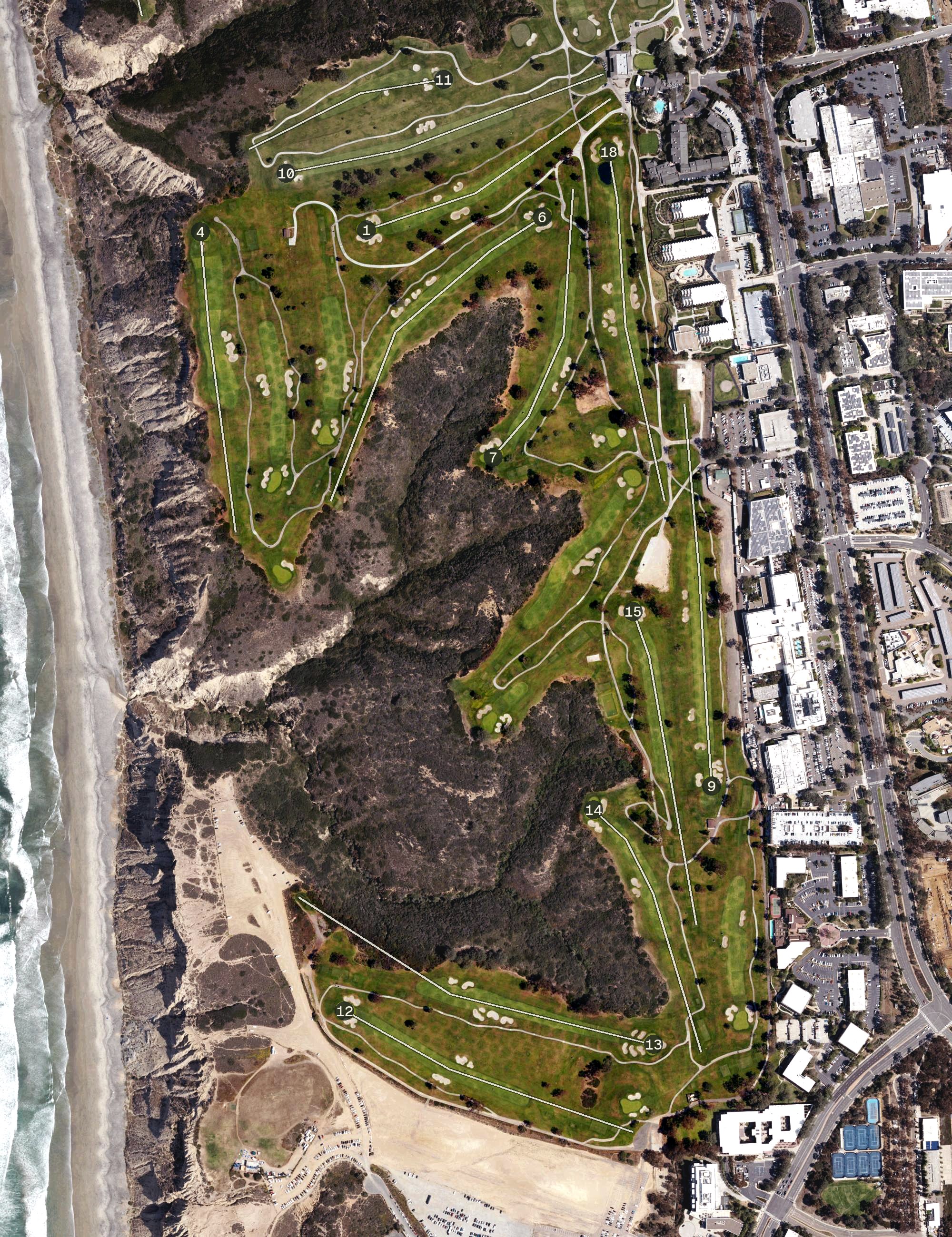 Aerial view of Torrey Pines South Course, CA