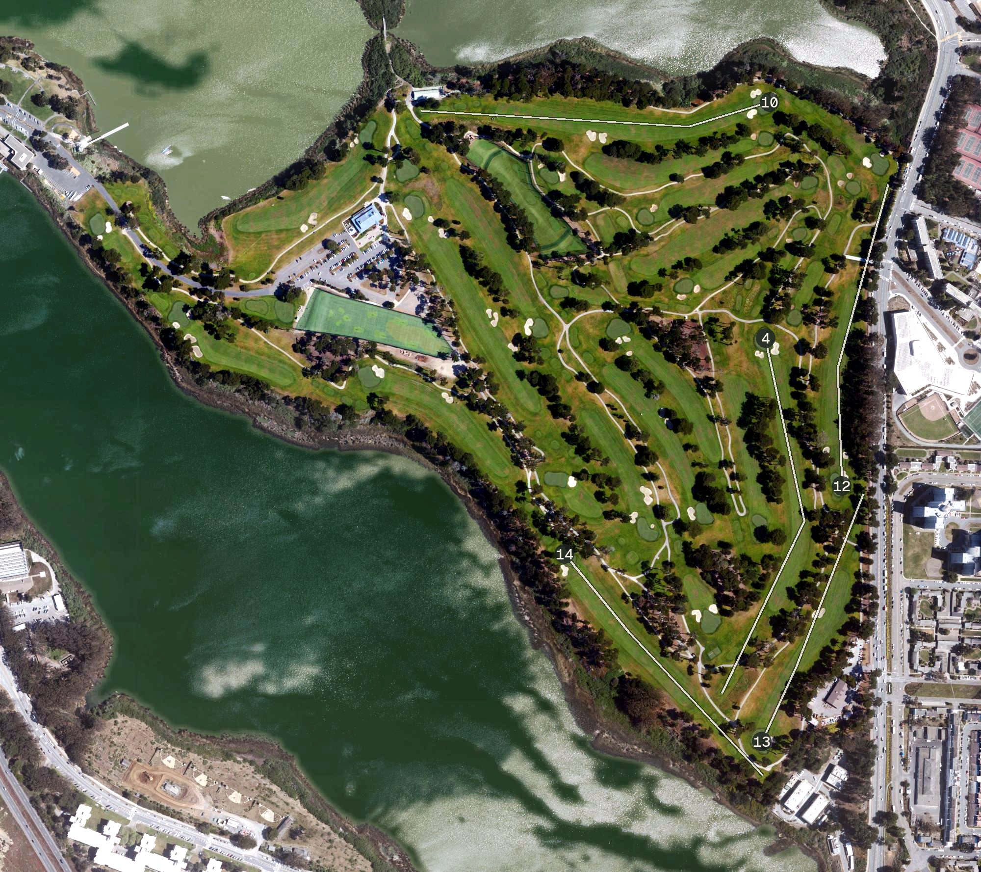 Aerial view of TPC Harding Park, CA