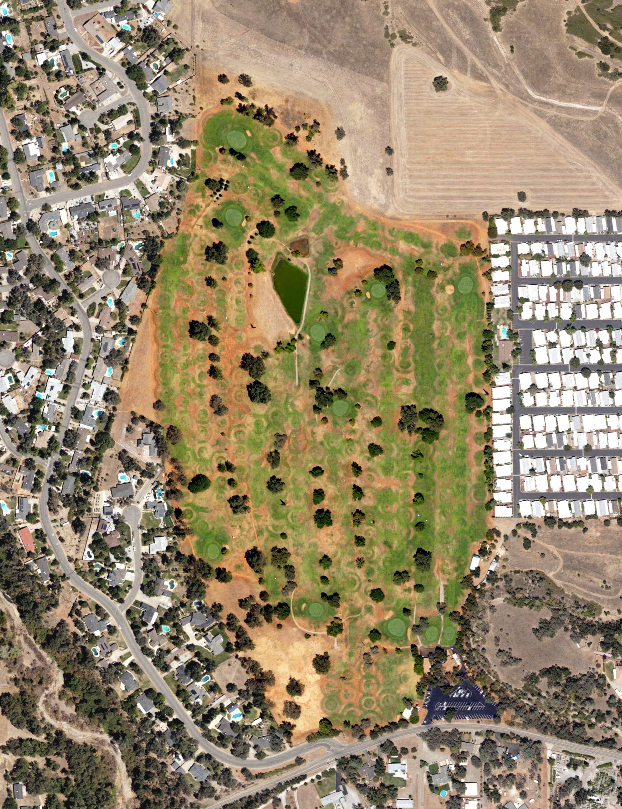 Aerial view of Tucker Oaks Golf Course, CA