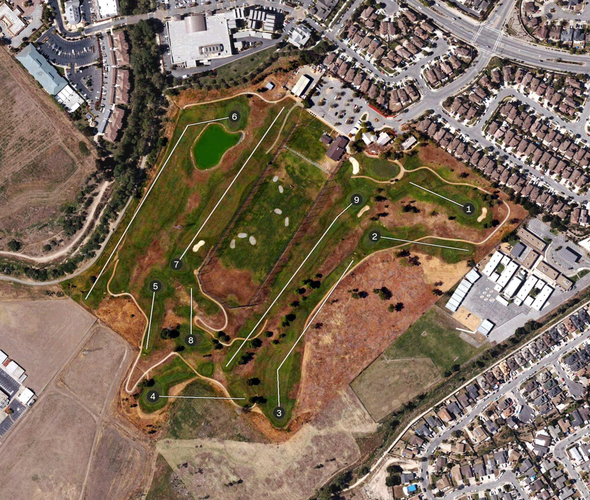 Aerial view of Twin Creeks Golf Course, CA