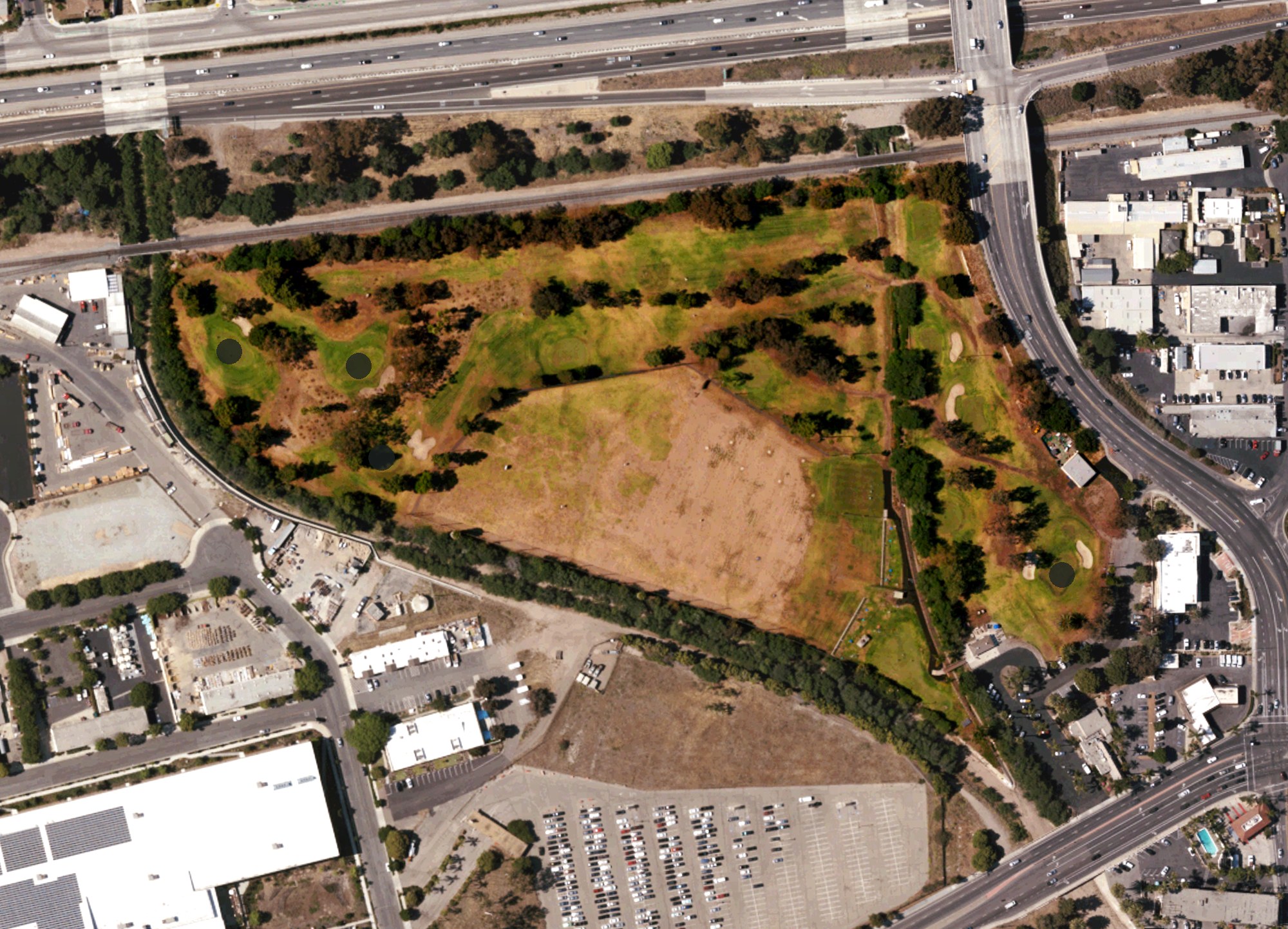 Aerial view of Twin Lakes Golf Course, CA