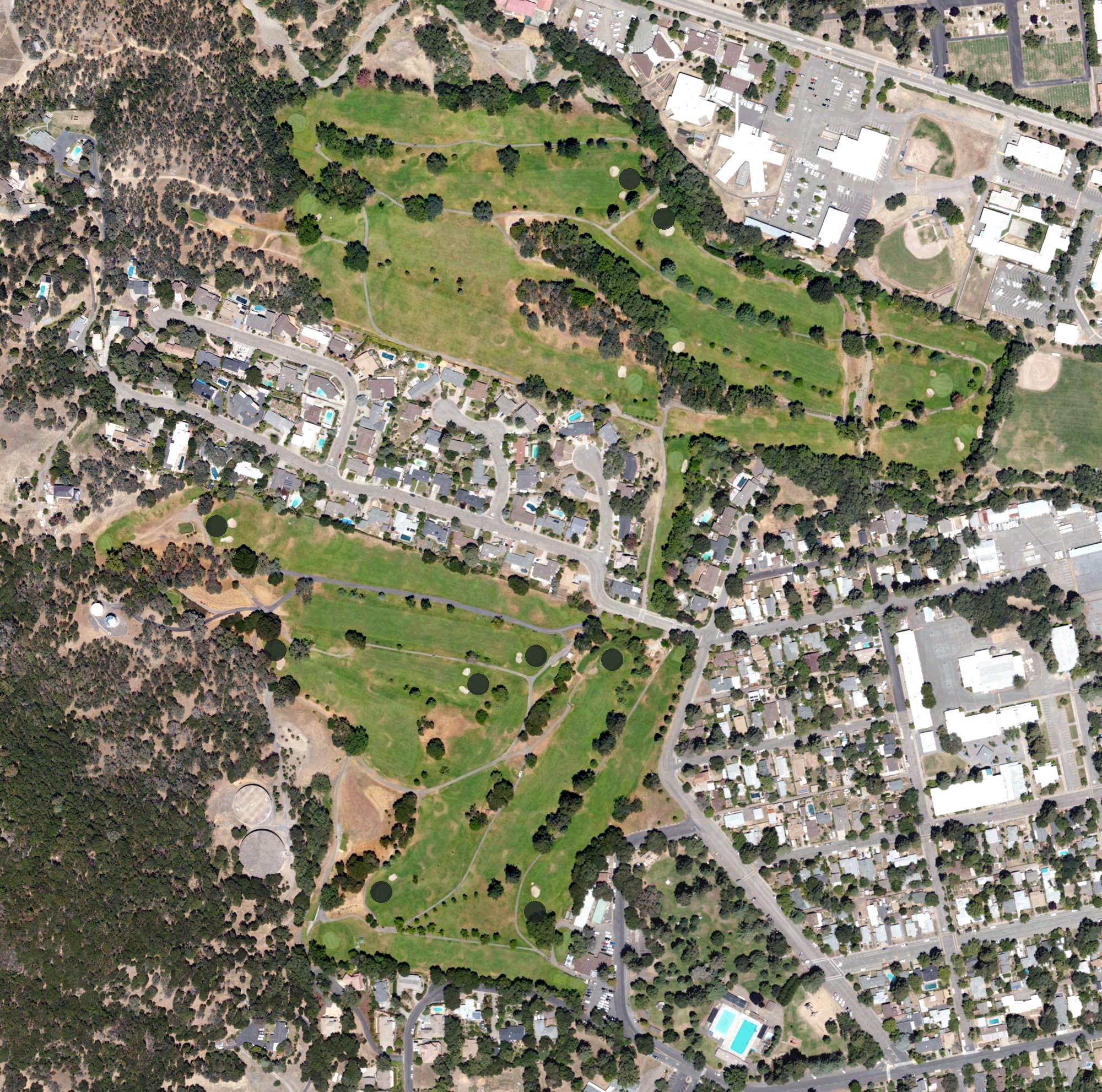 Aerial view of Ukiah Valley Golf Course, CA