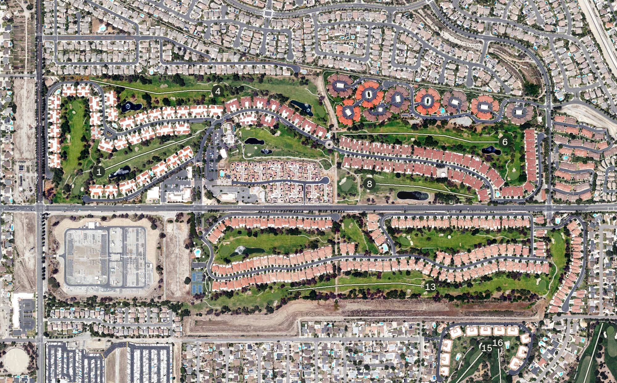 Aerial view of Upland Hills Country Club, CA
