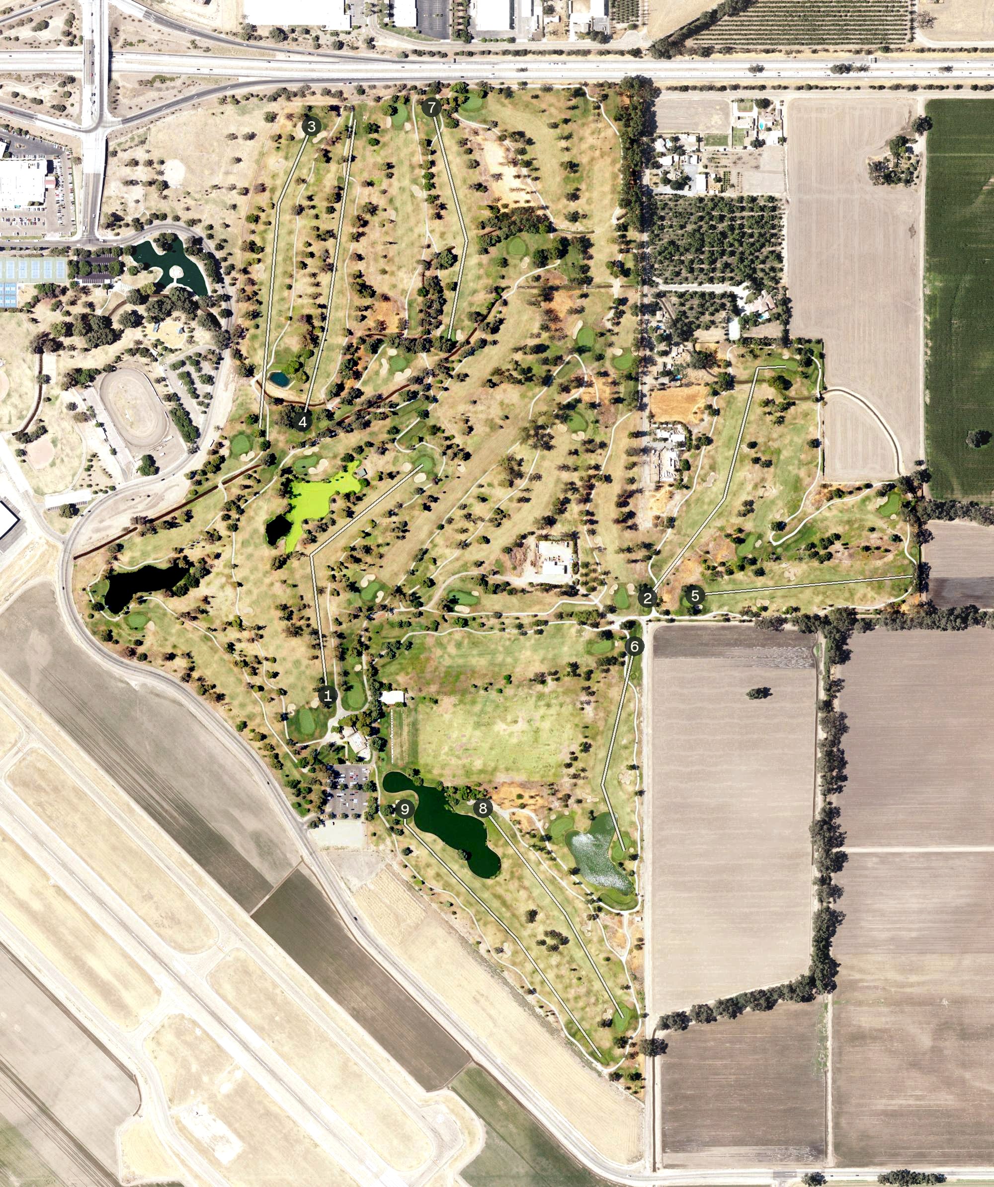 Aerial view of Valley Oaks Golf Course, CA