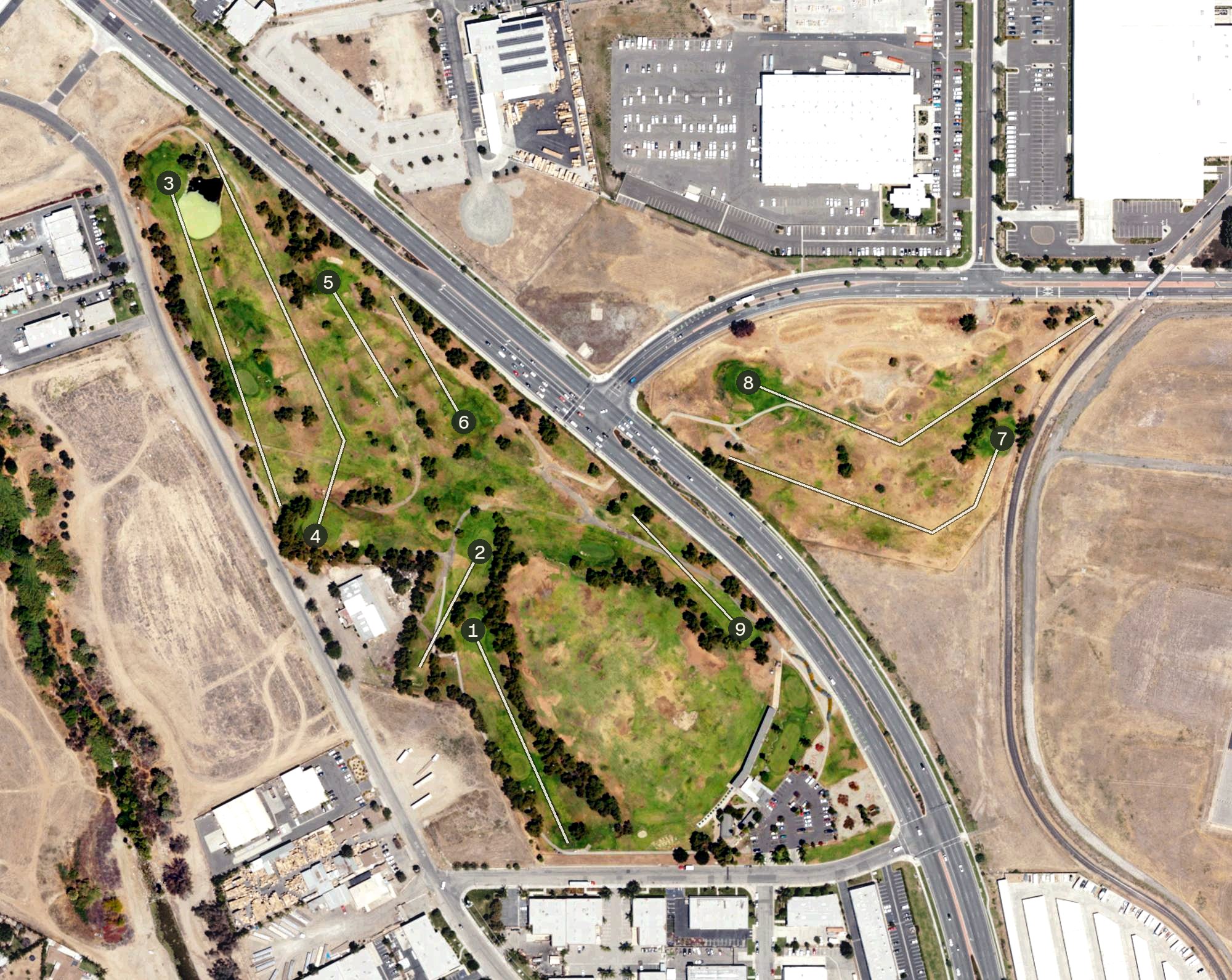 Aerial view of Van Buren Golf Center, CA