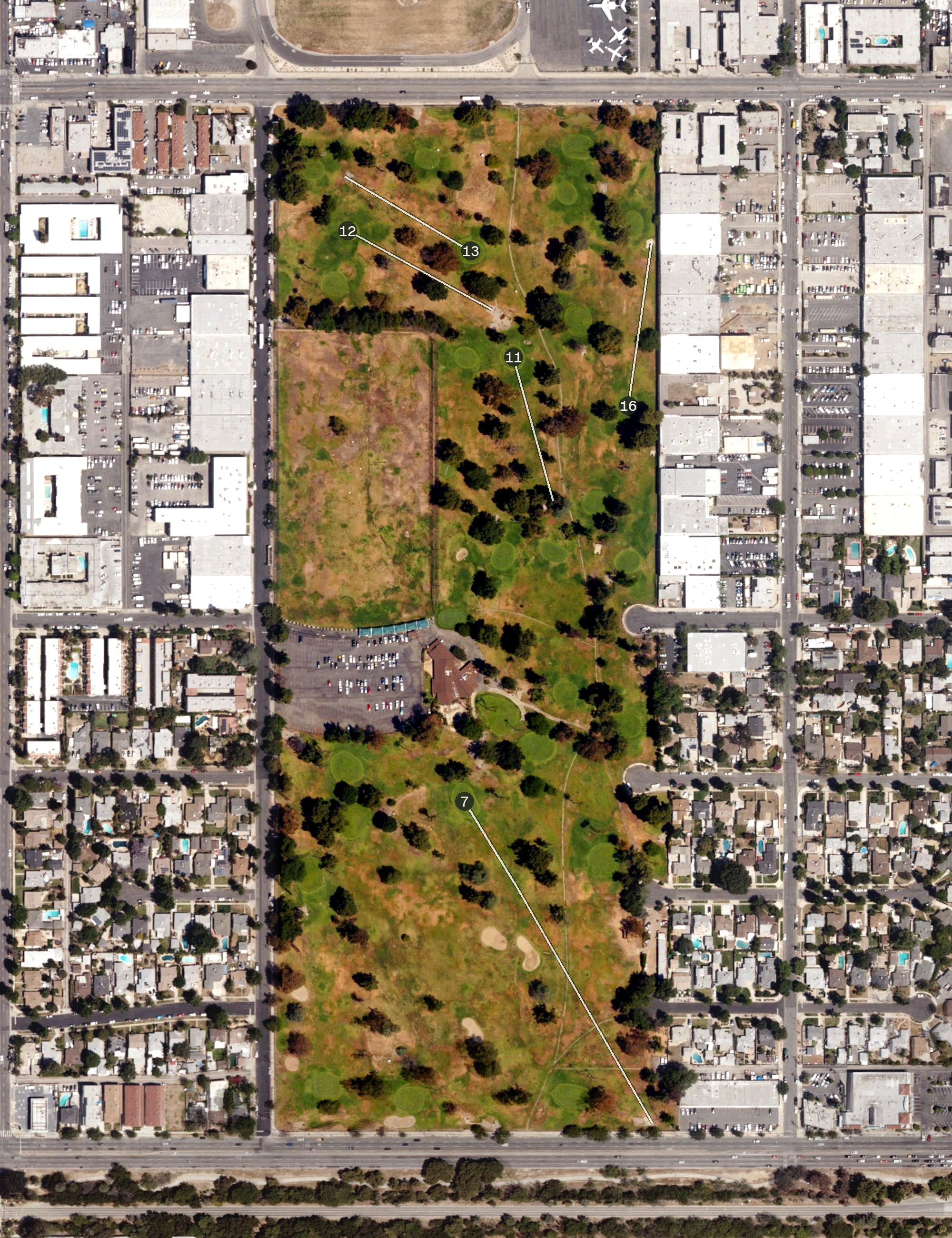 Aerial view of Van Nuys Golf Course, CA