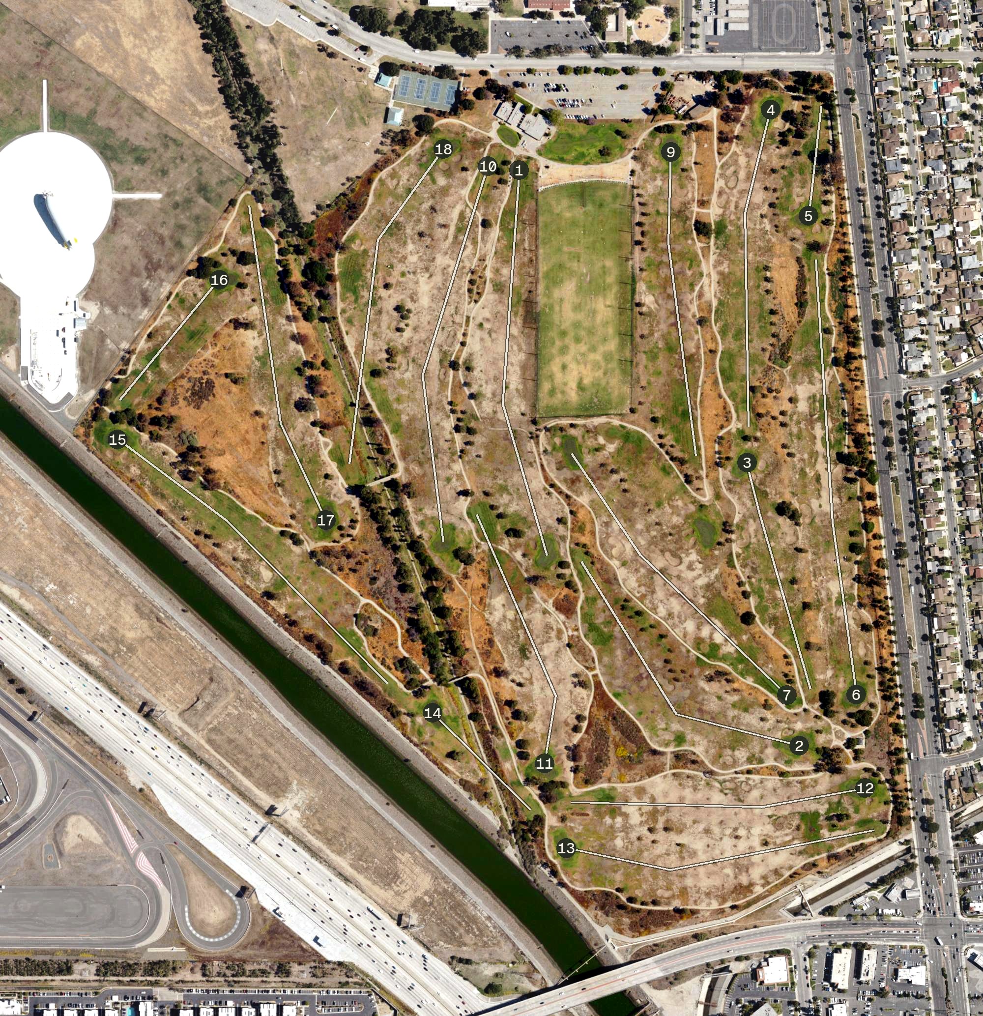 Aerial view of Victoria Golf Course, CA