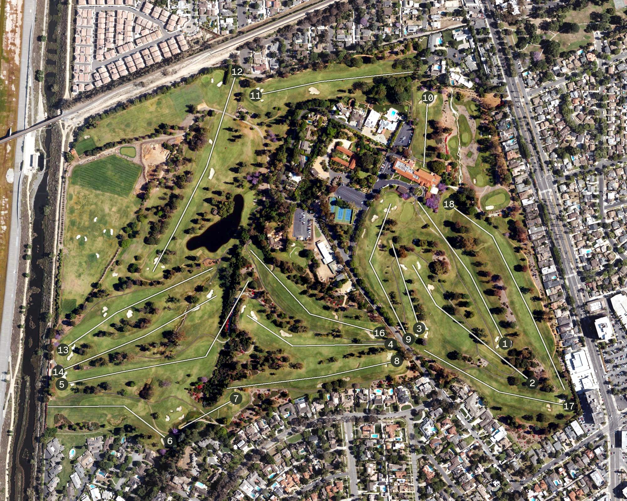 Aerial view of Virginia Country Club, CA