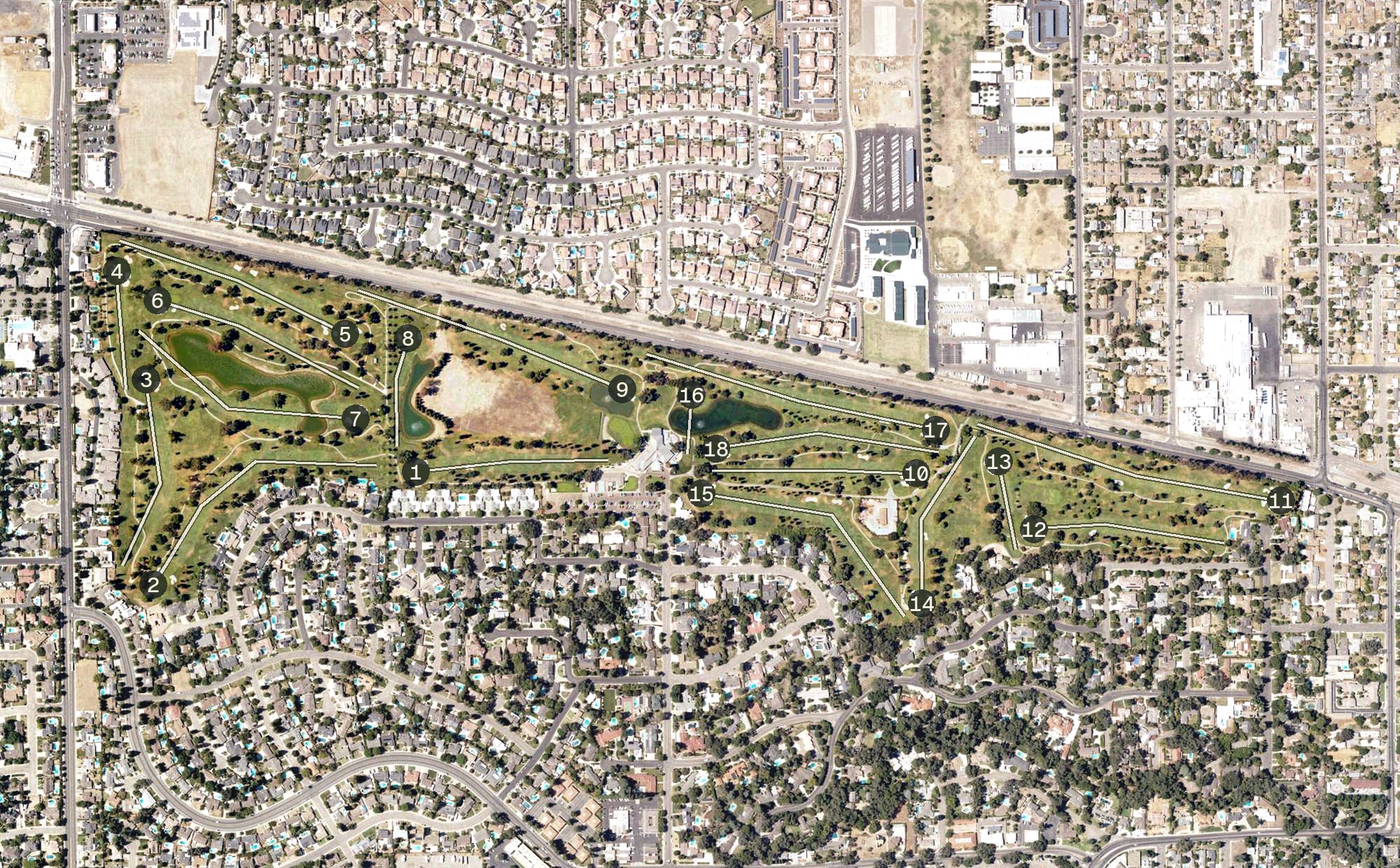 Aerial view of Visalia Country Club, CA