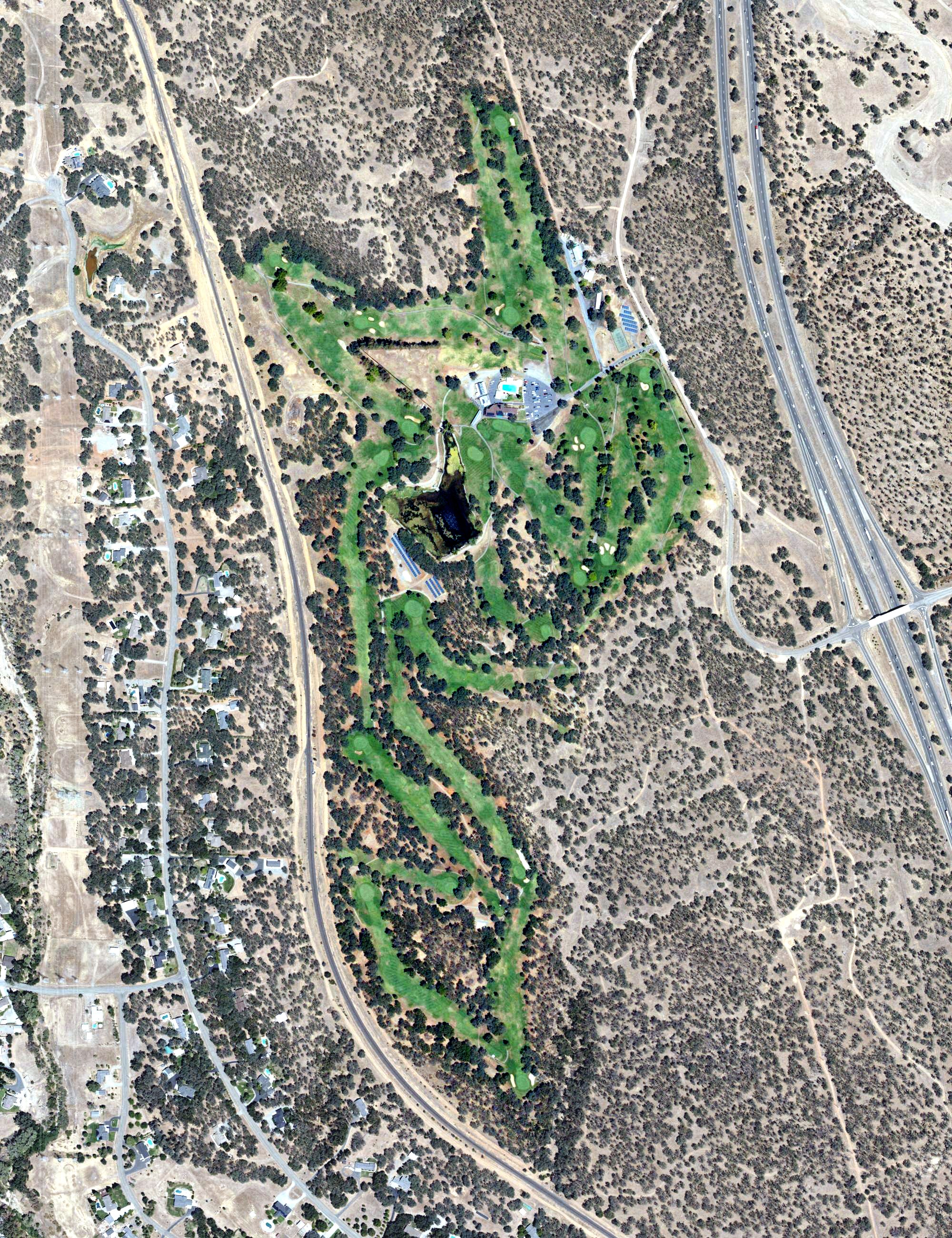 Aerial view of Wilcox Oaks Golf Course, CA