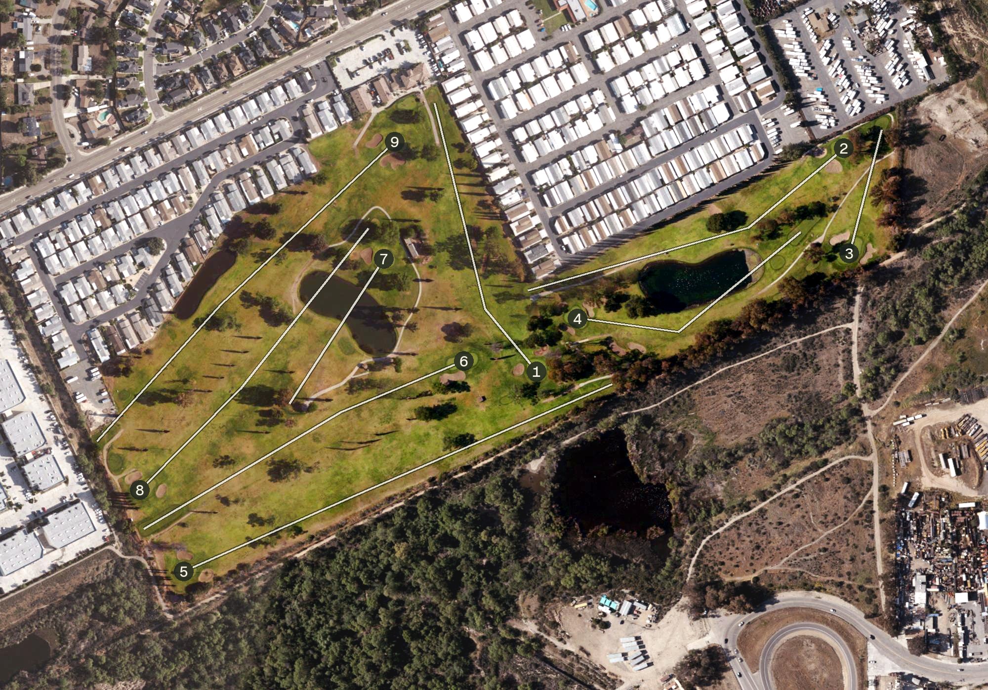 Aerial view of Willowbrook Golf Course, CA