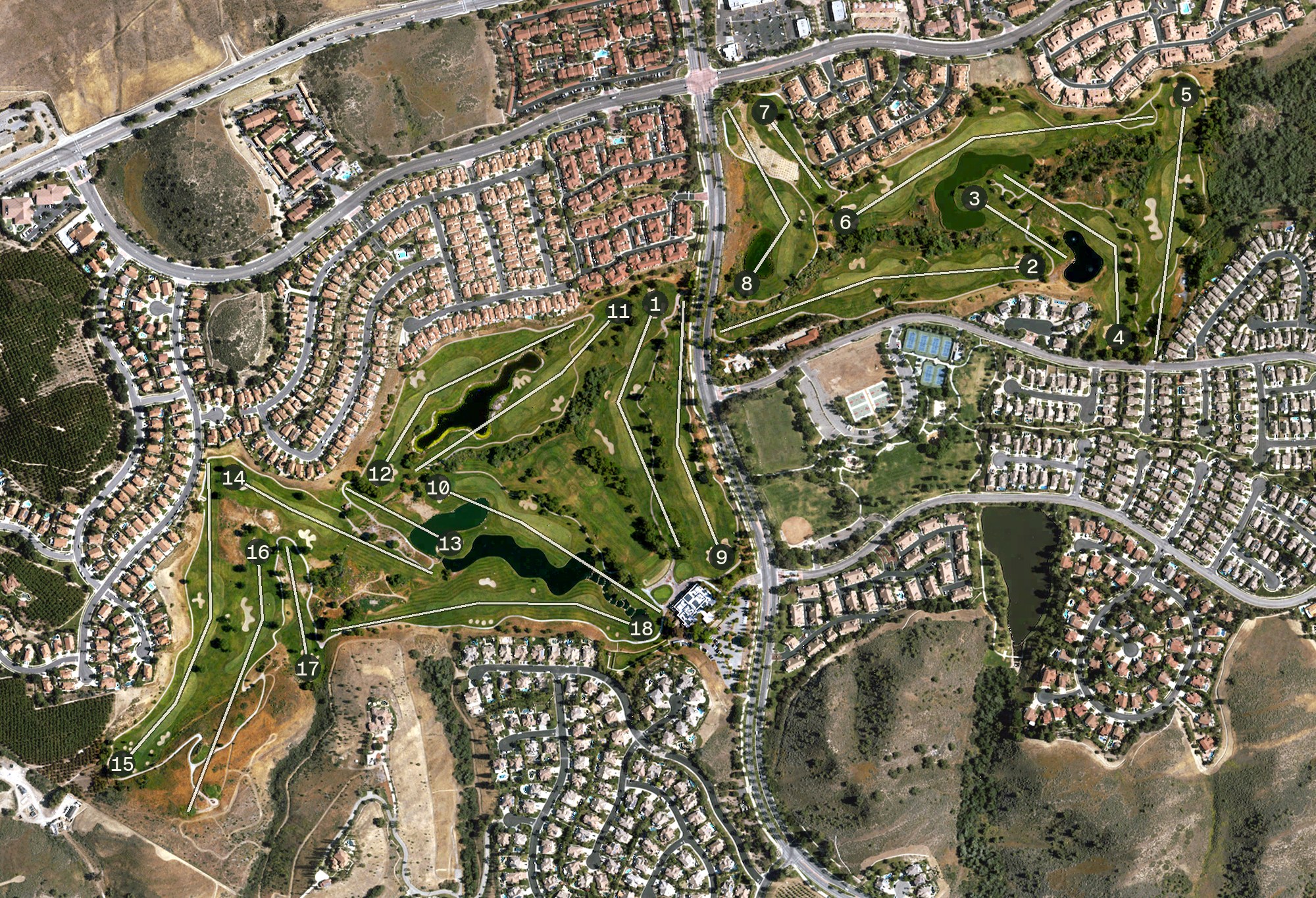 Aerial view of Wood Ranch Golf Club, CA
