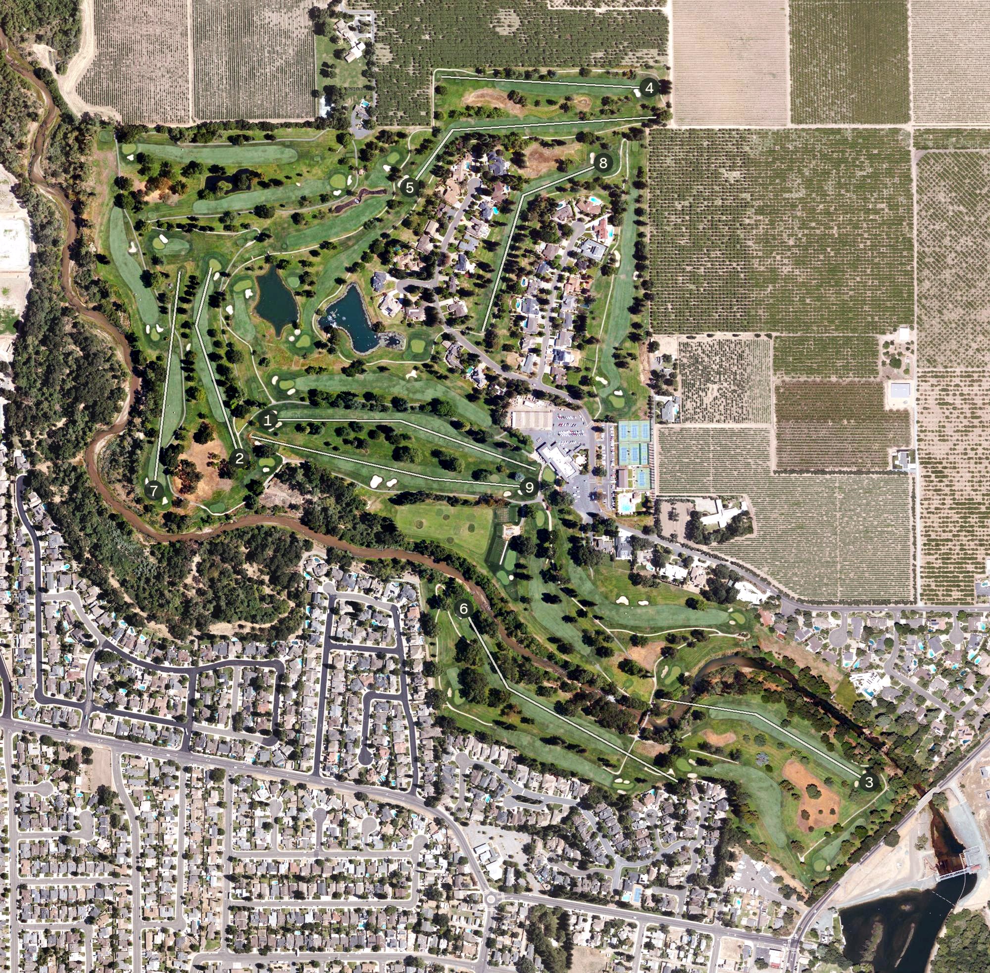Aerial view of Woodbridge Golf & Country Club, CA