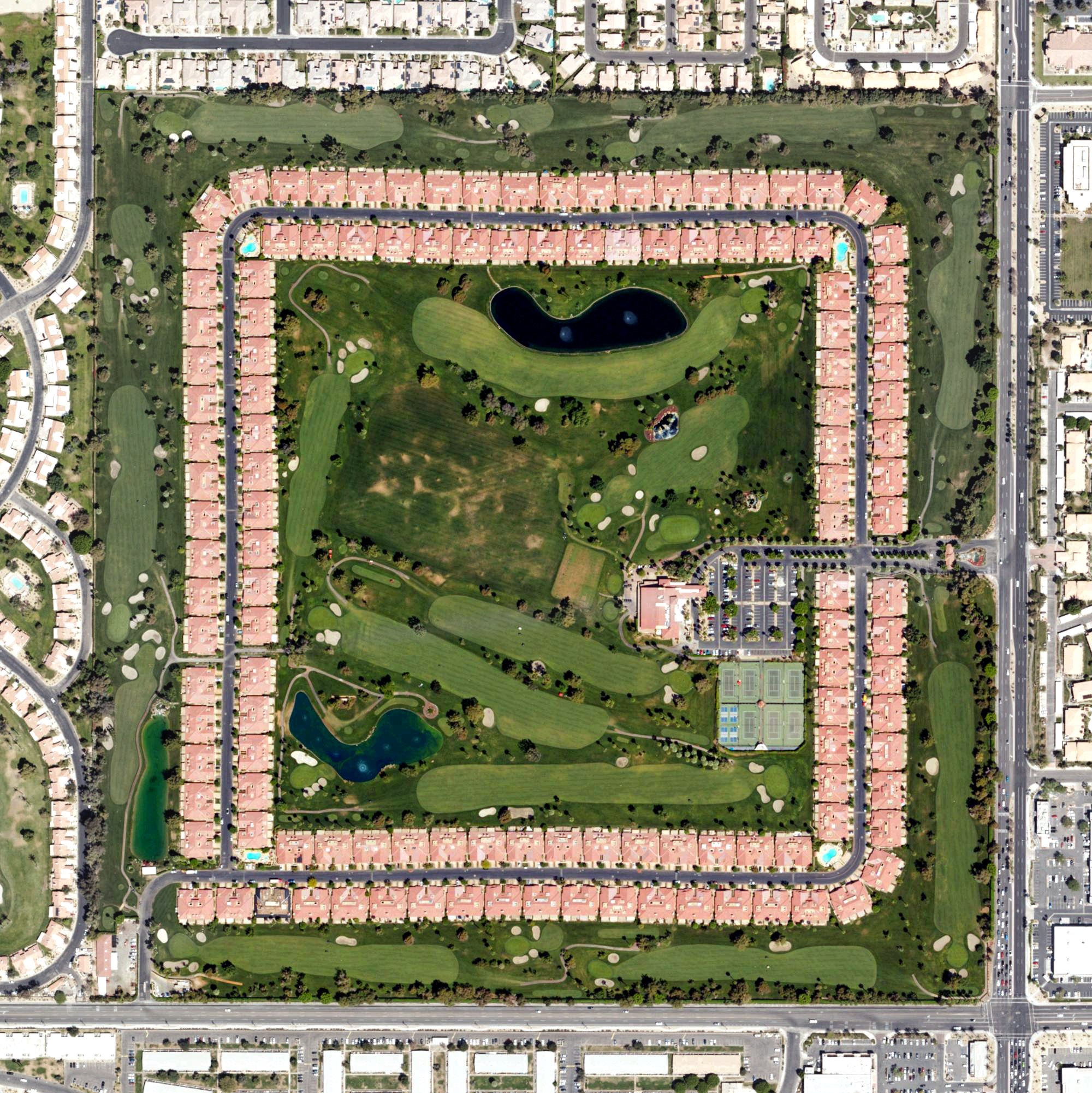 Aerial view of Woodhaven Golf Course, CA