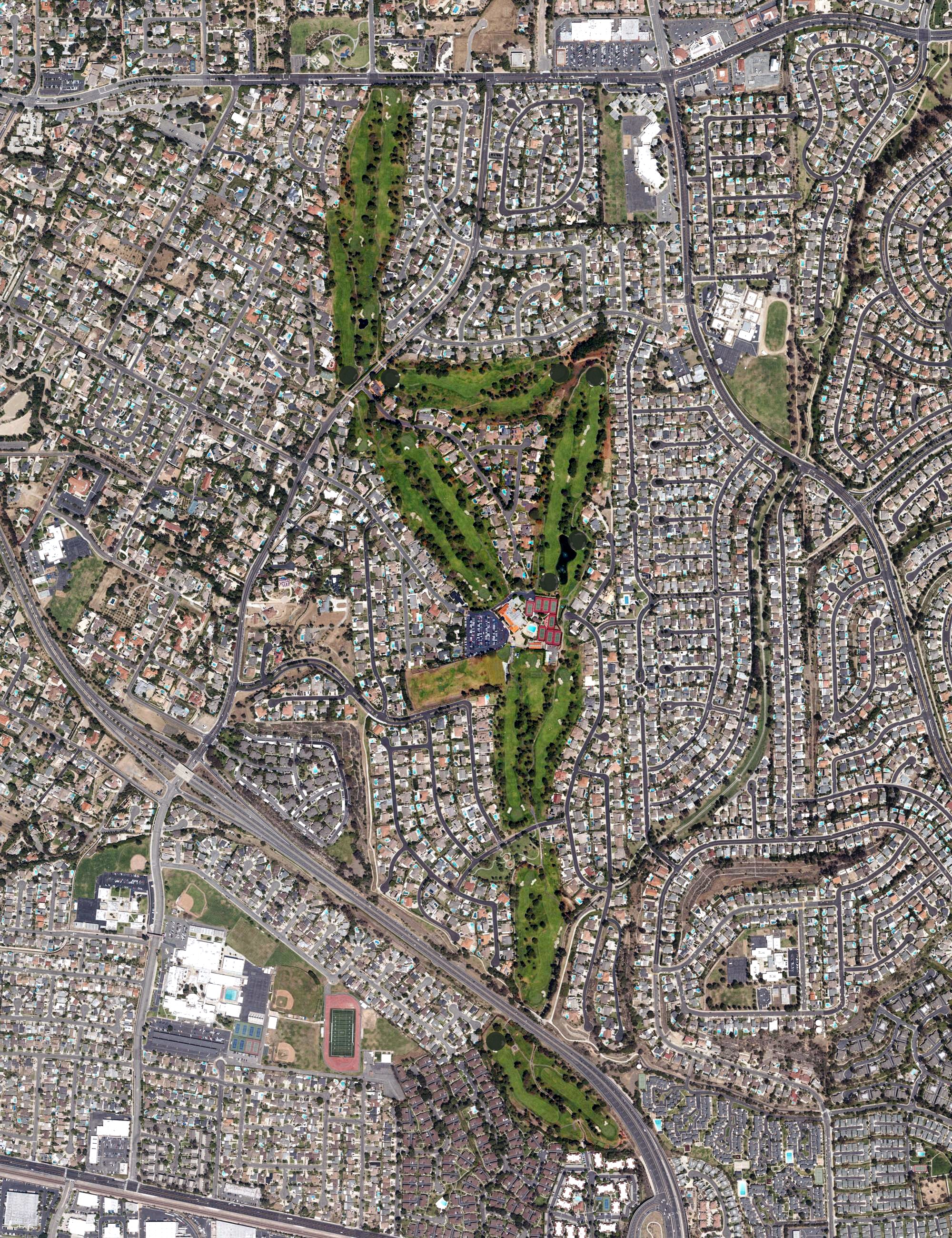 Aerial view of Yorba Linda Golf Course, CA