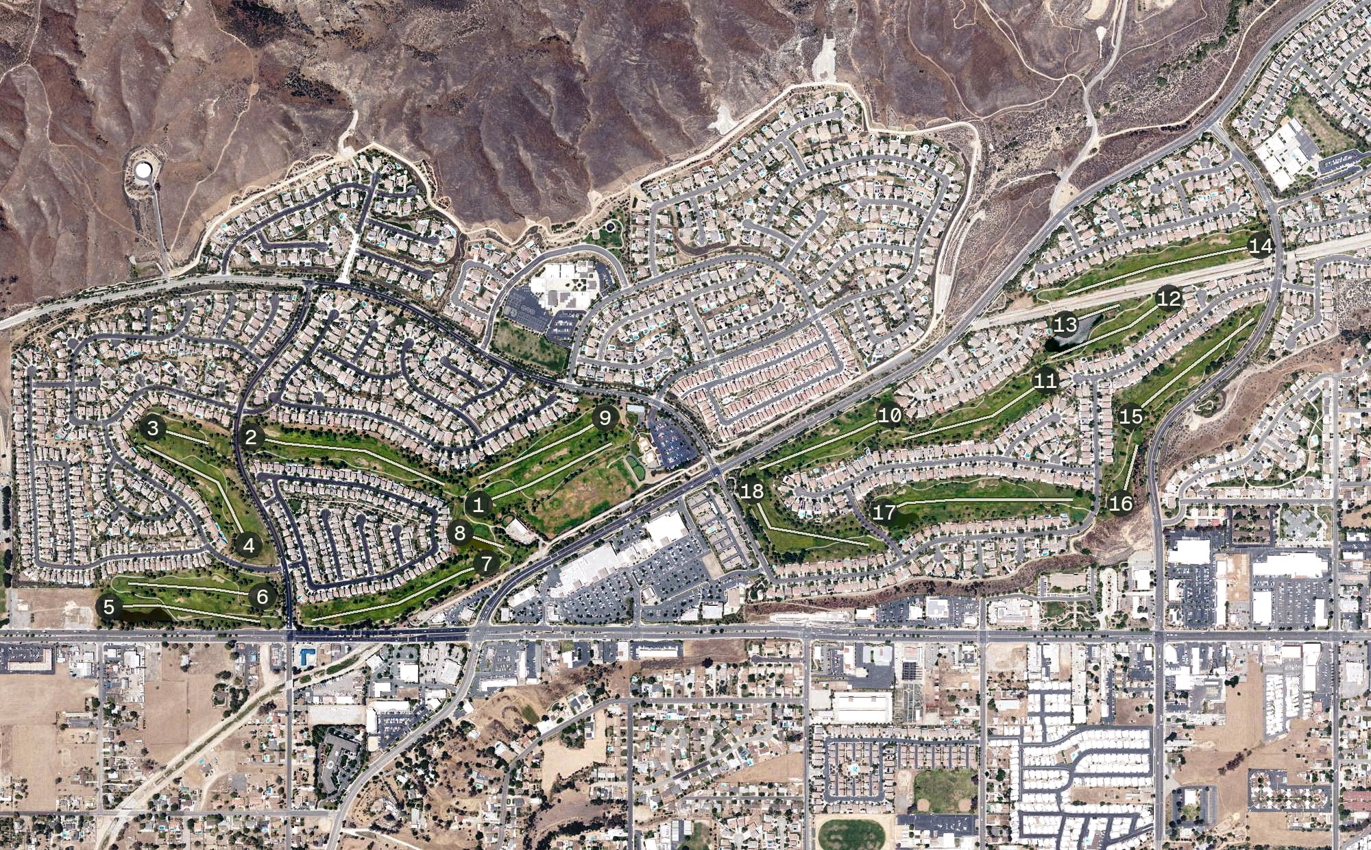 Aerial view of Yucaipa Valley Golf Club, CA