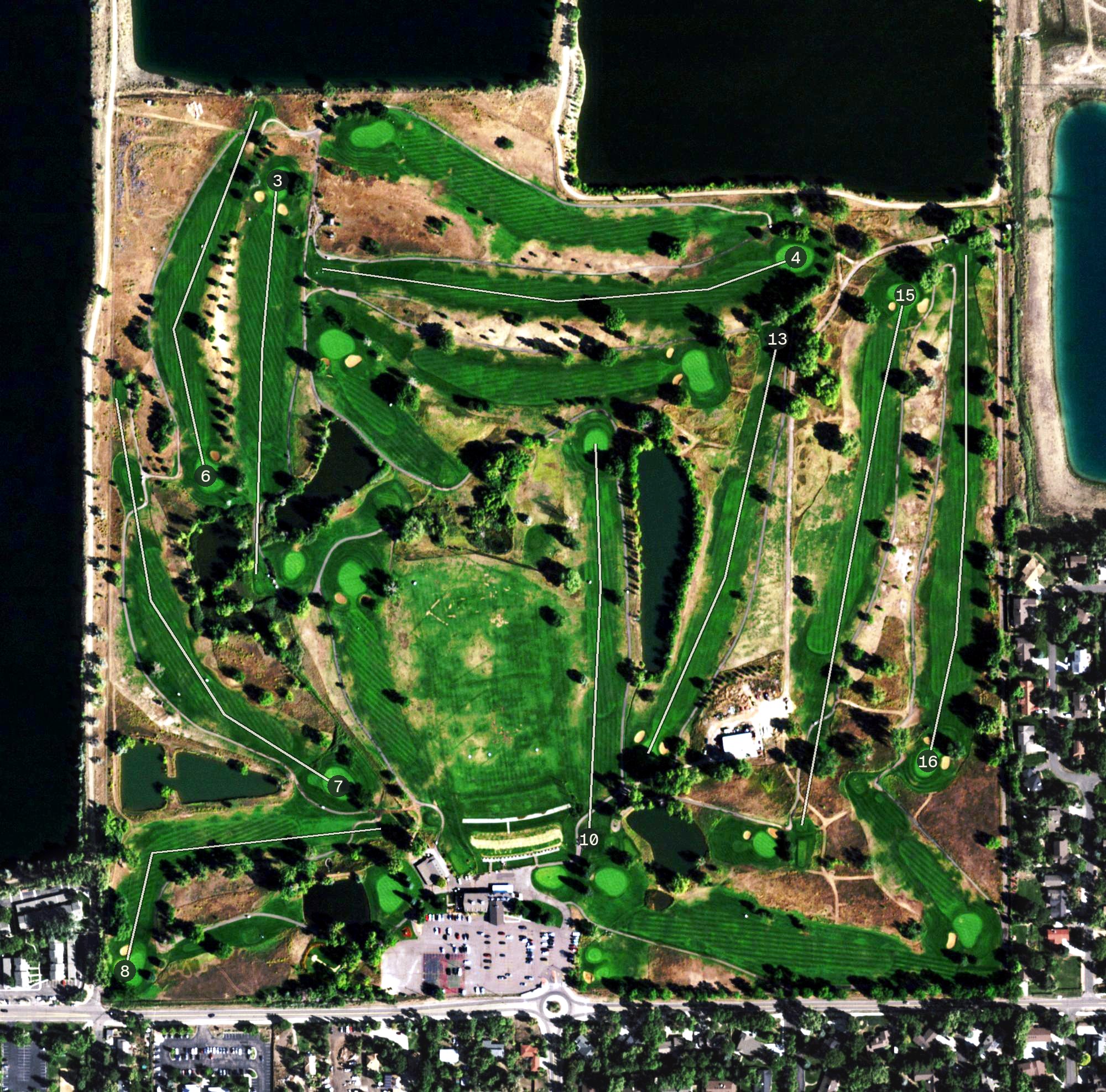 Aerial view of Applewood Golf Course, CO