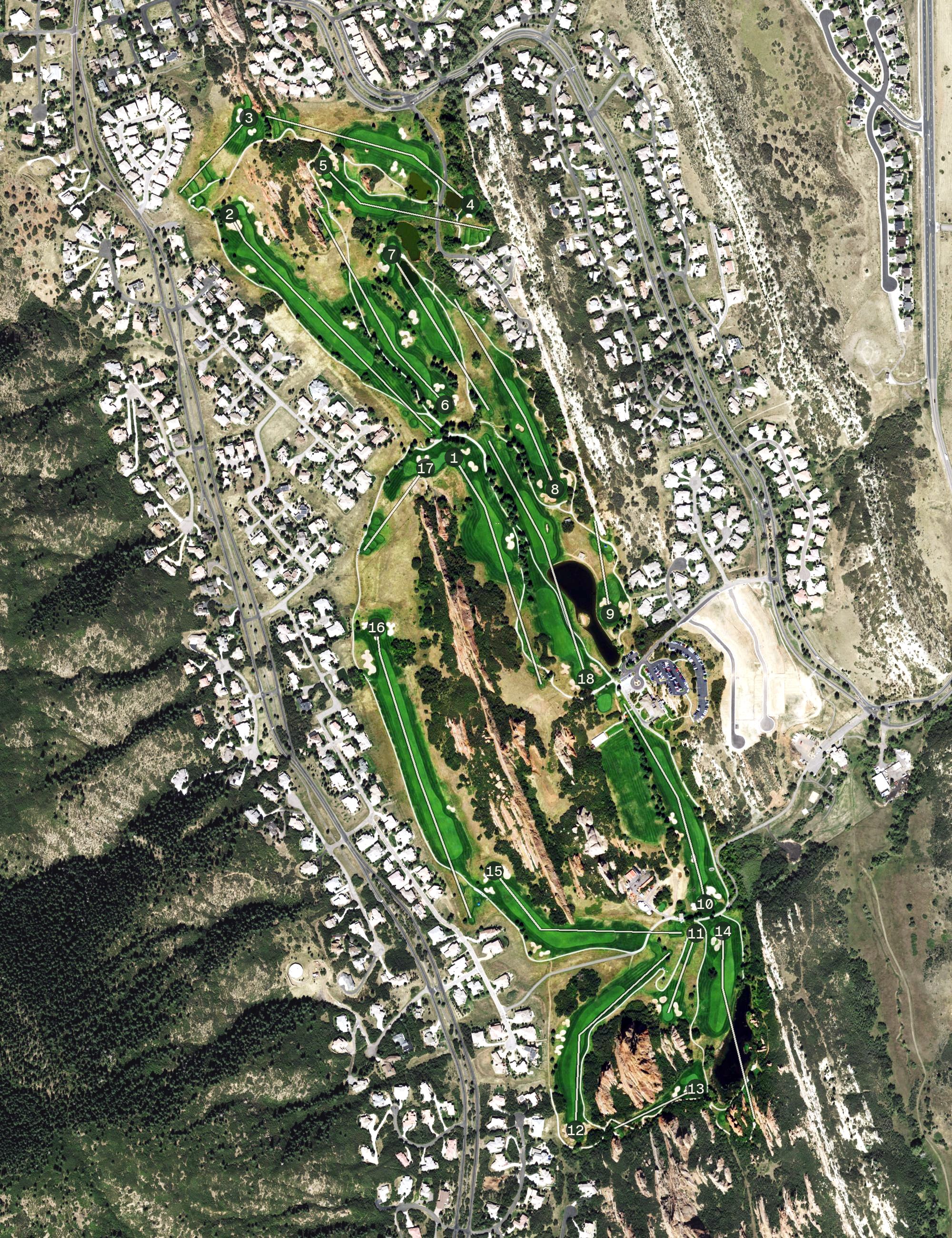 Aerial view of Arrowhead Golf Club, CO