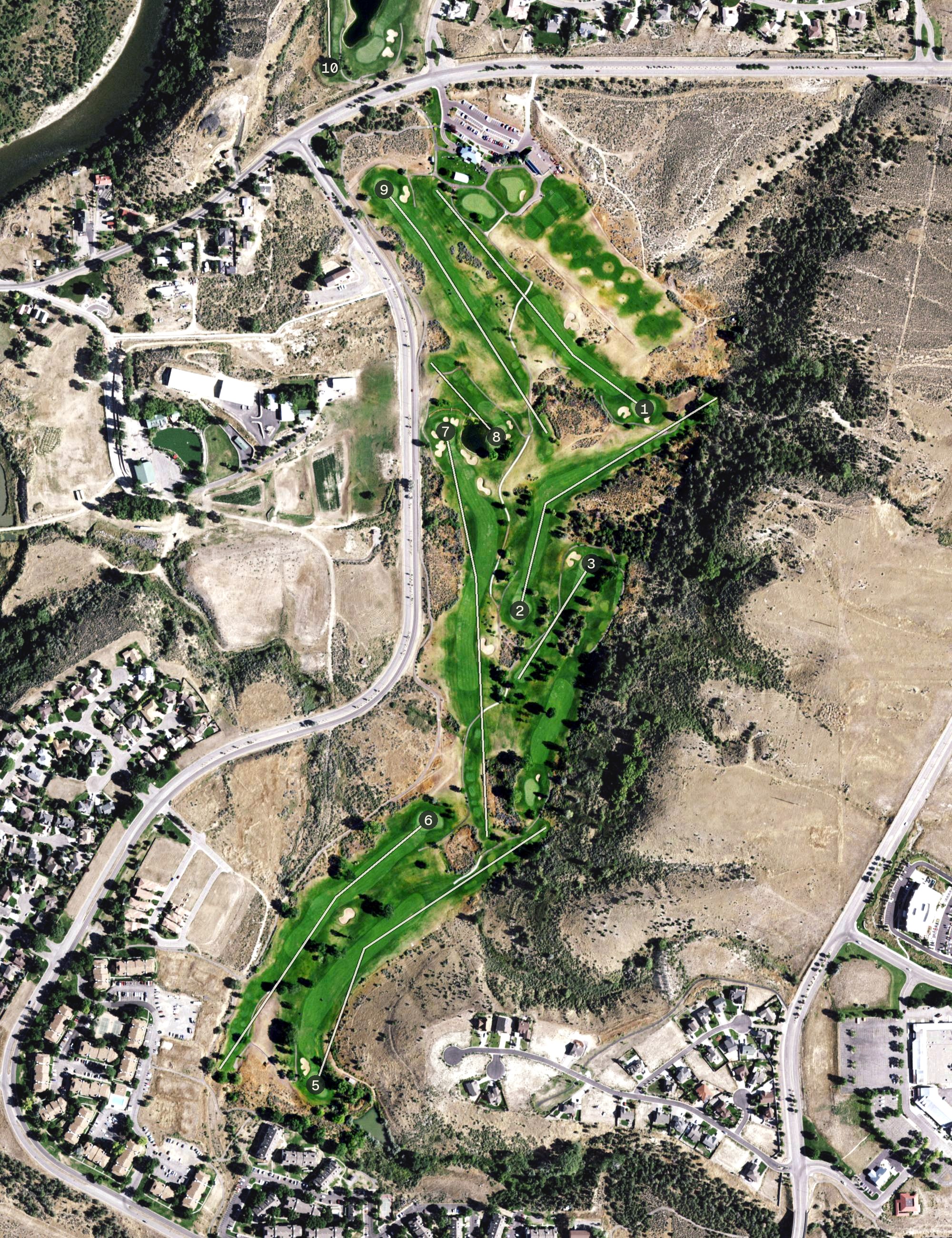 Aerial view of Battlement Mesa Golf Club, CO