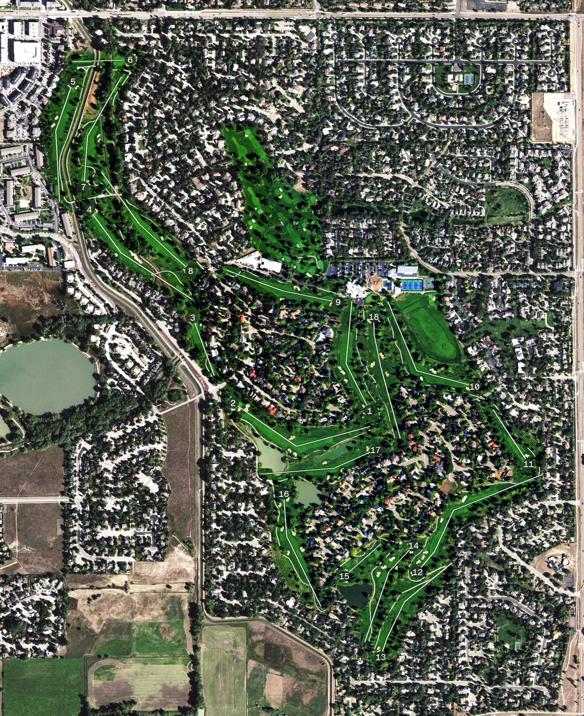 Aerial view of Boulder Country Club, CO