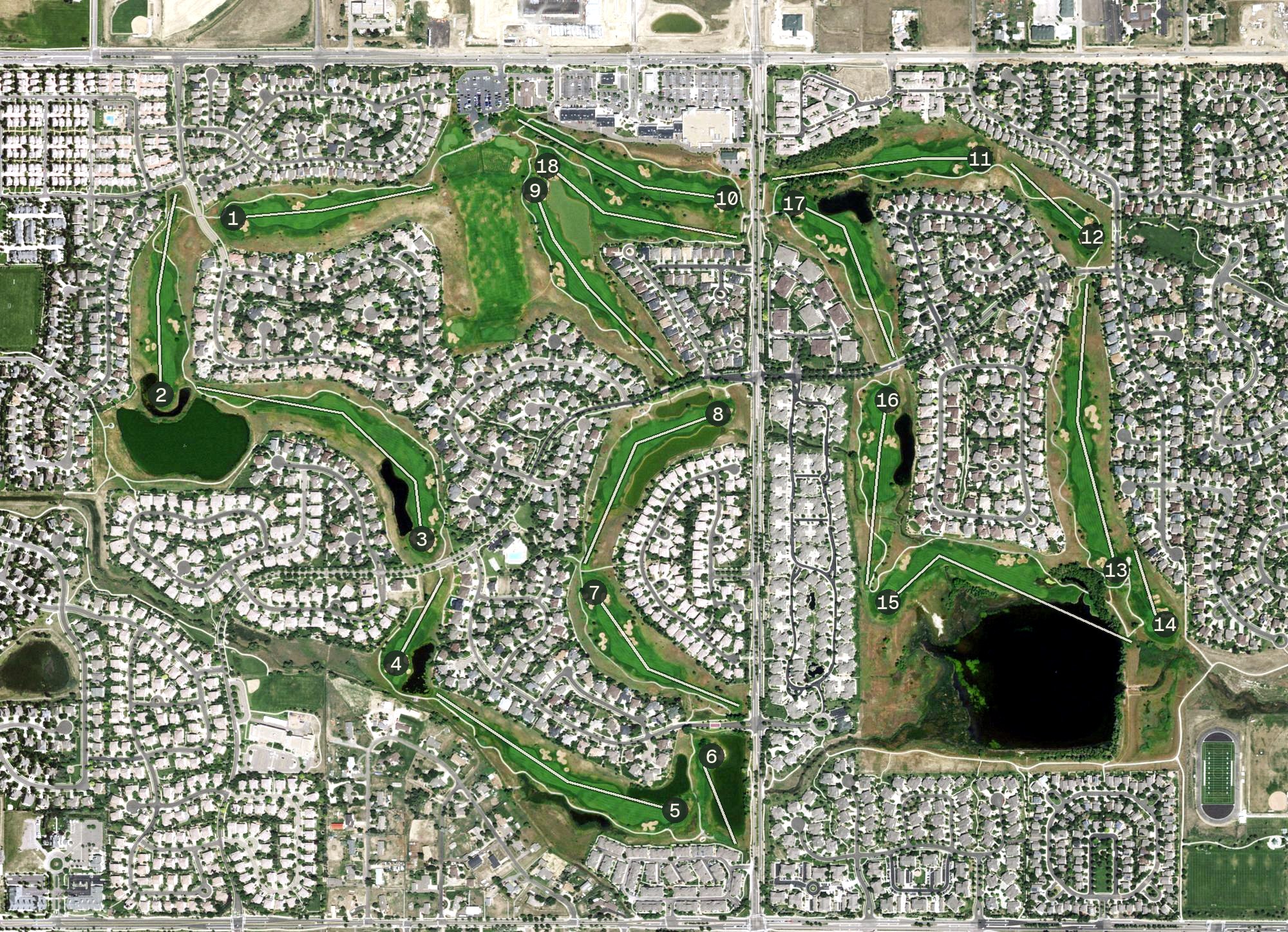 Aerial view of Broadlands Golf Course, CO