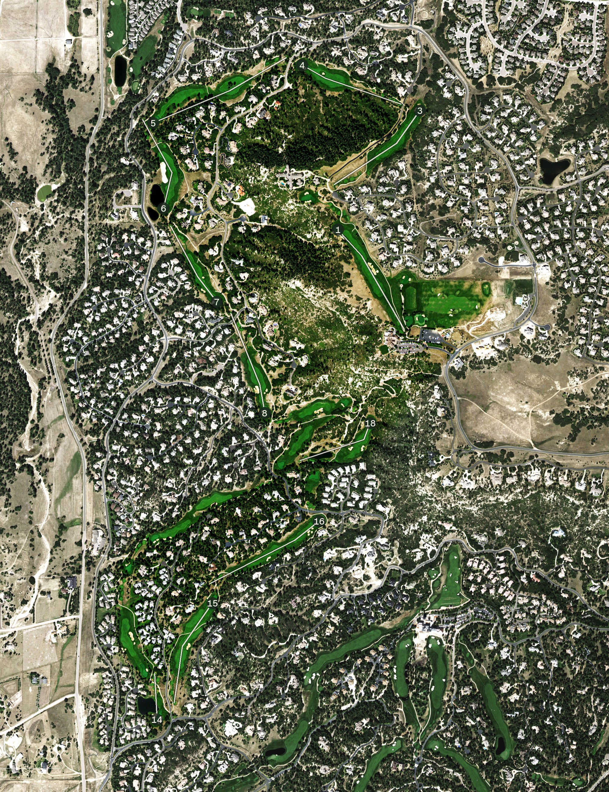 Aerial view of Castle Pines Golf Club, CO