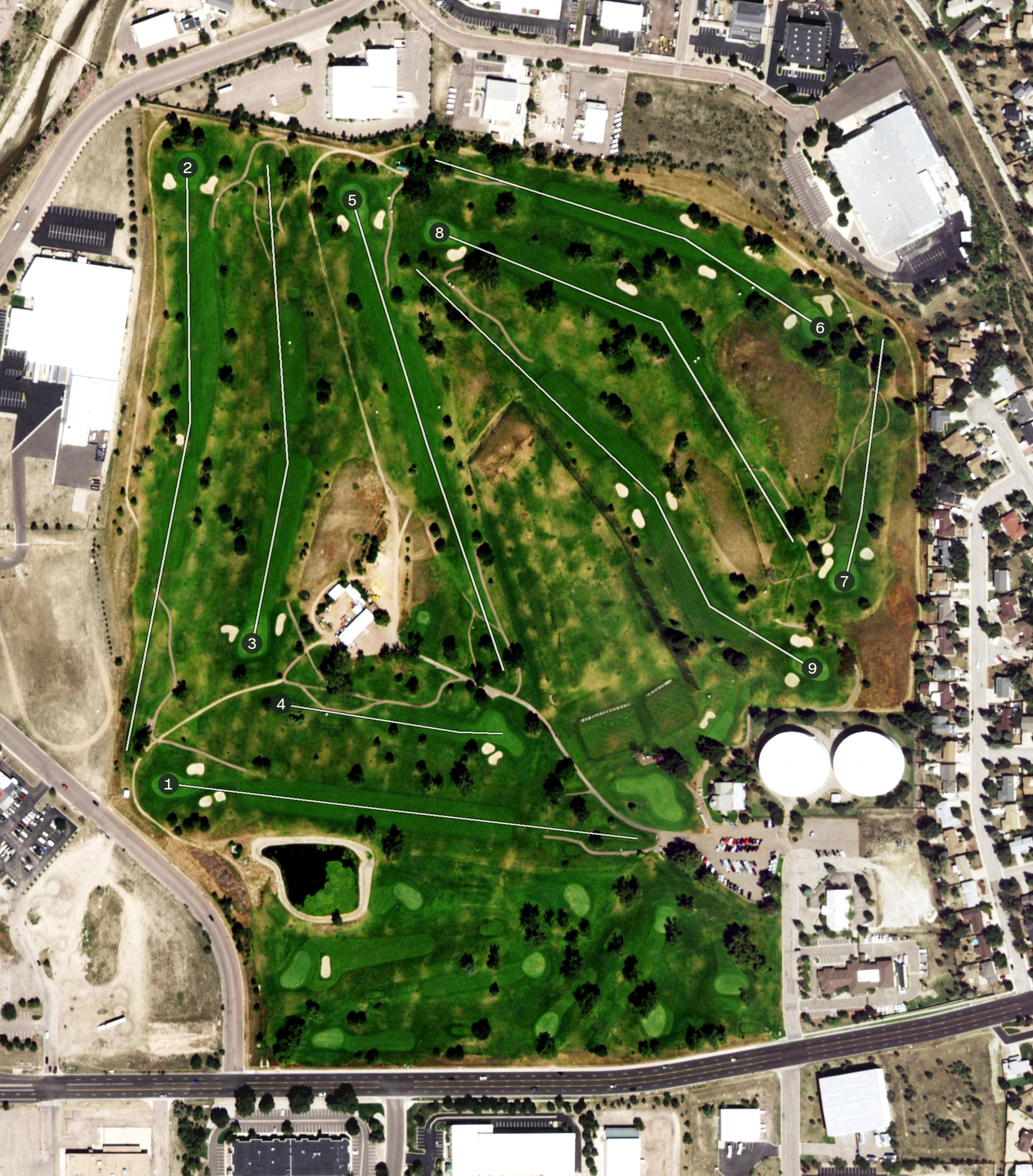 Aerial view of Cherokee Ridge Golf Course, CO
