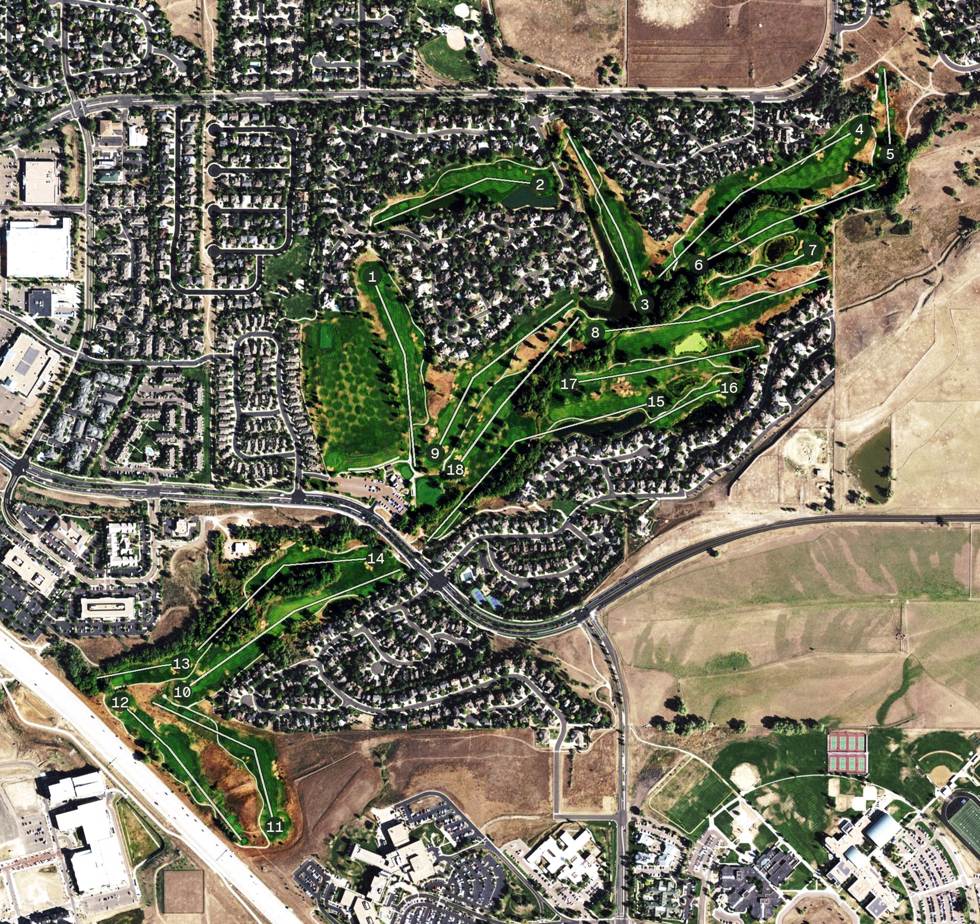 Aerial view of Coal Creek Golf Course, CO