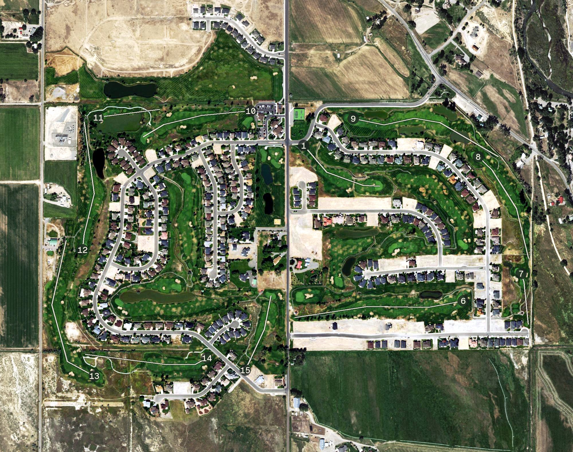 Aerial view of Cobble Creek Golf Community, CO