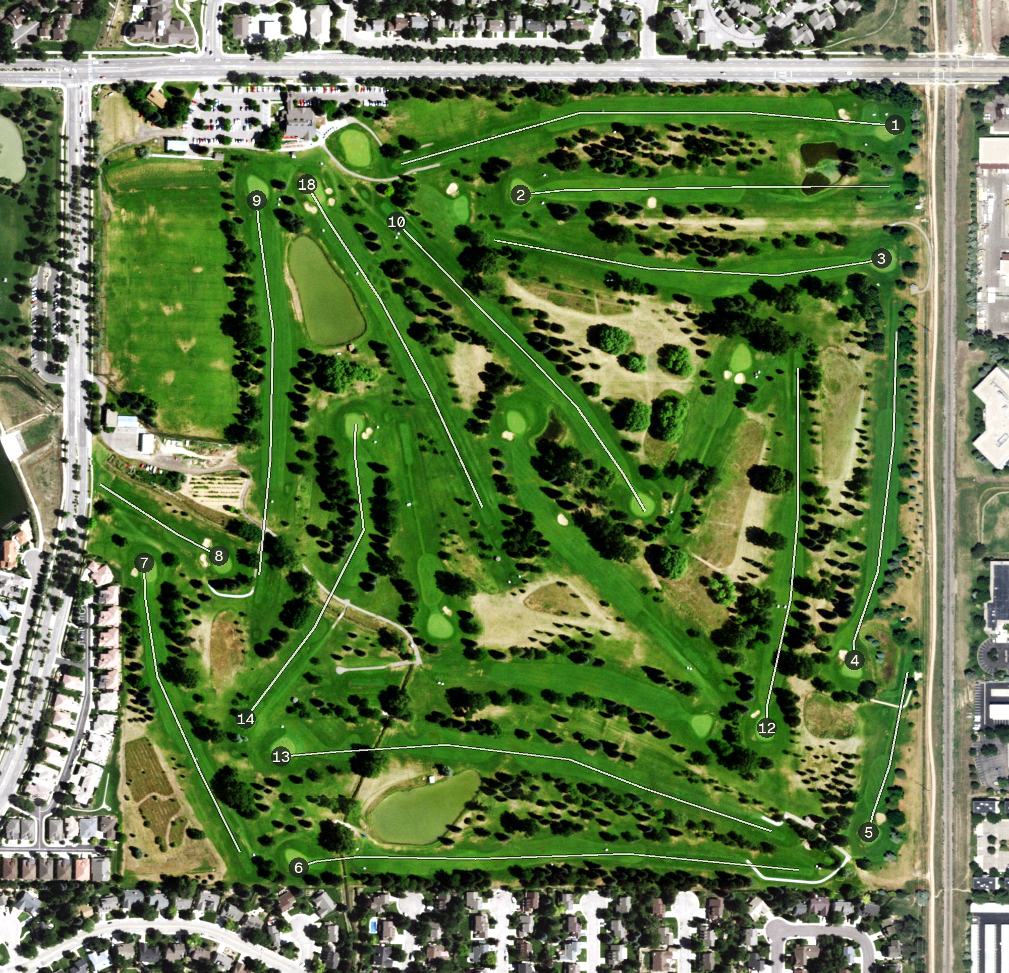 Aerial view of Collindale Golf Course, CO