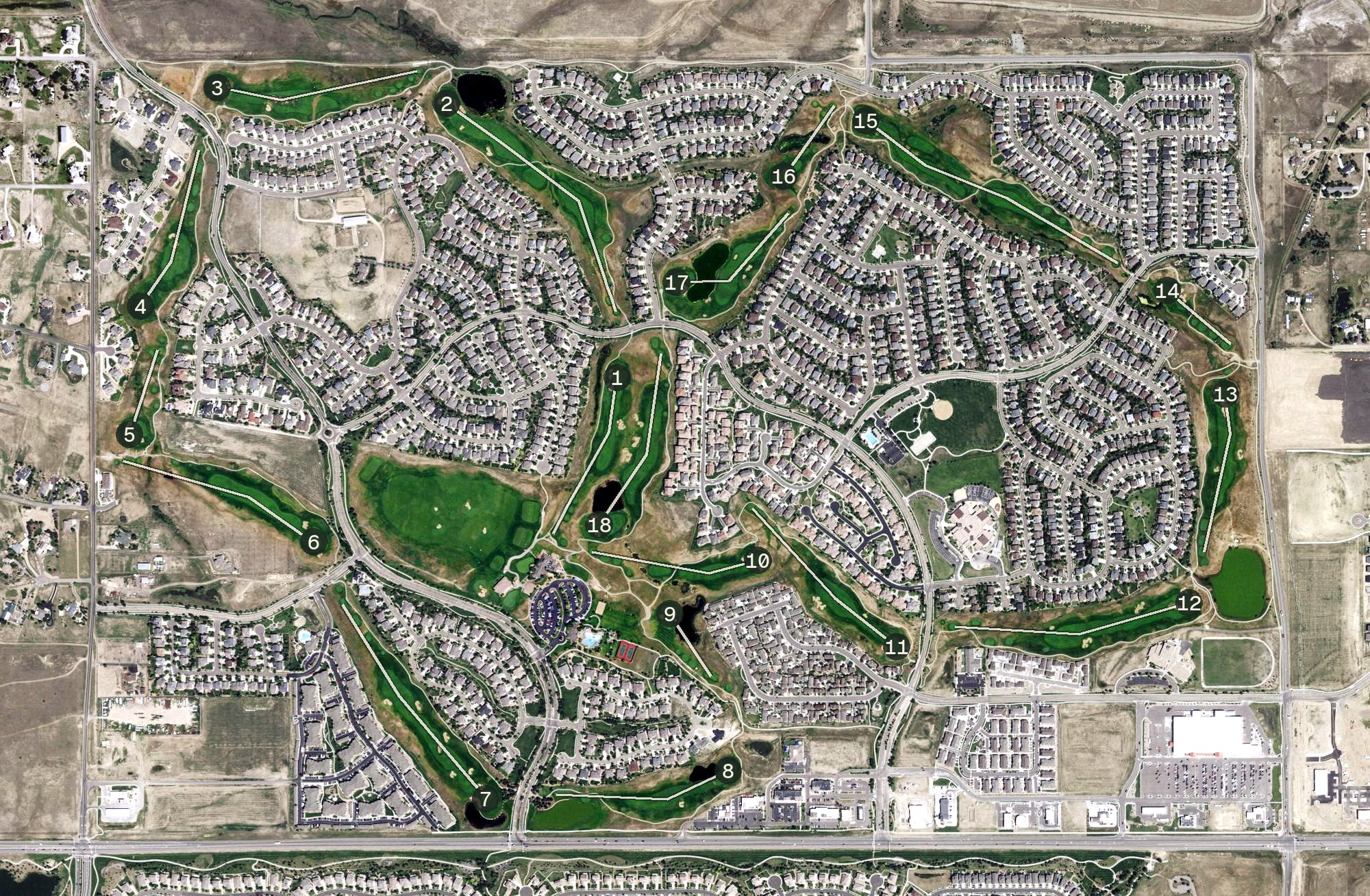 Aerial view of Colorado National Golf Club, CO