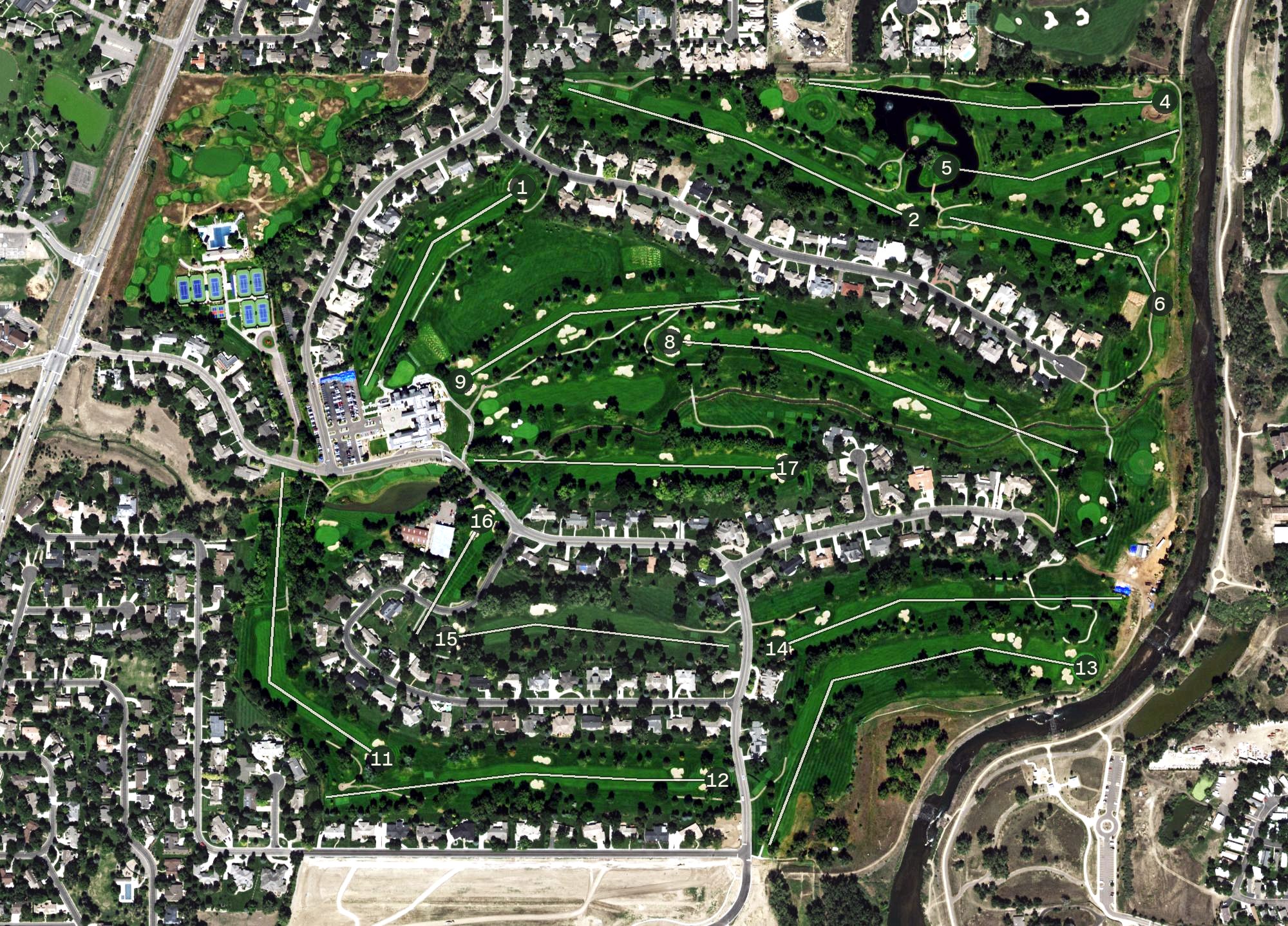 Aerial view of Columbine Country Club Par 3, CO