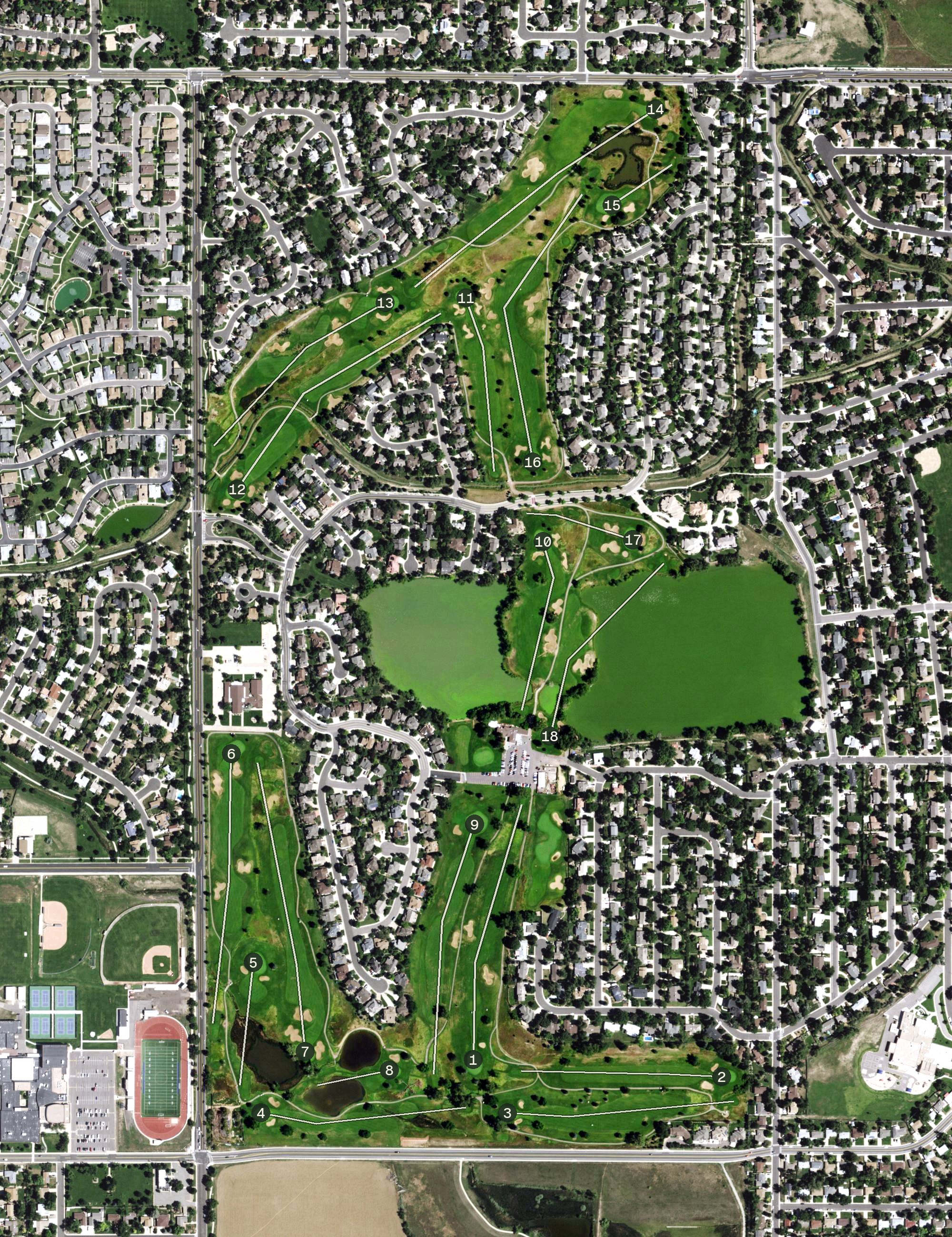 Aerial view of Eagle Trace Golf Club, CO