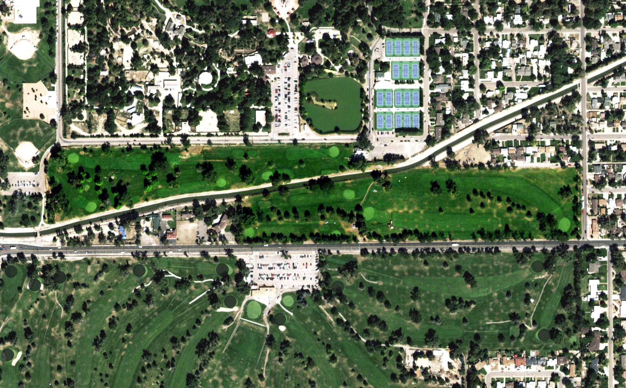 Aerial view of Elmwood Golf Course, CO