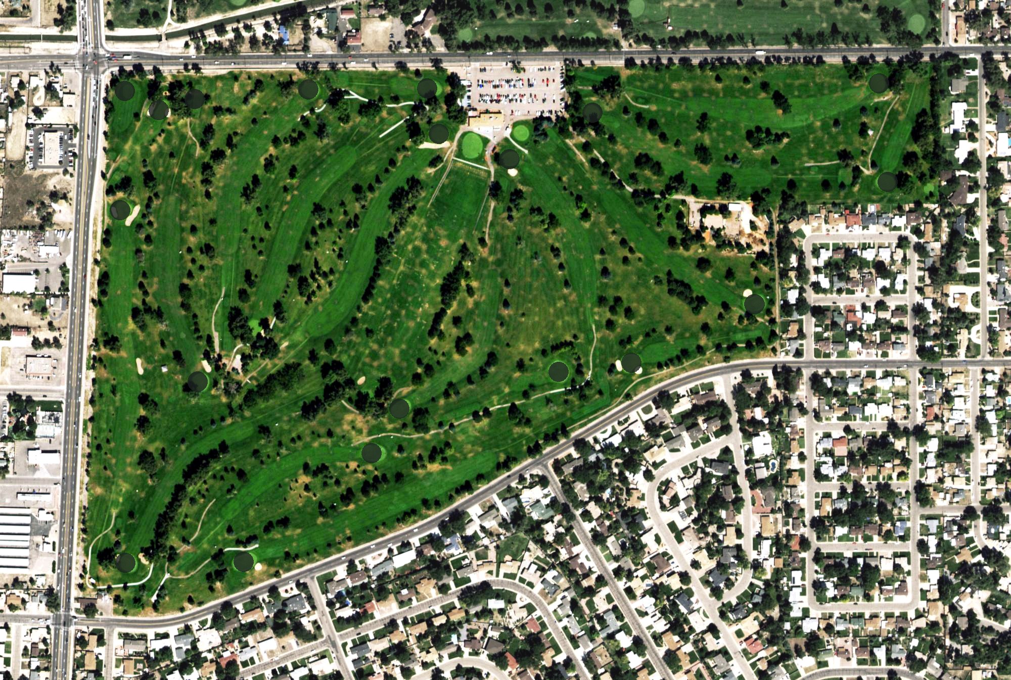 Aerial view of Elmwood Golf Course, CO