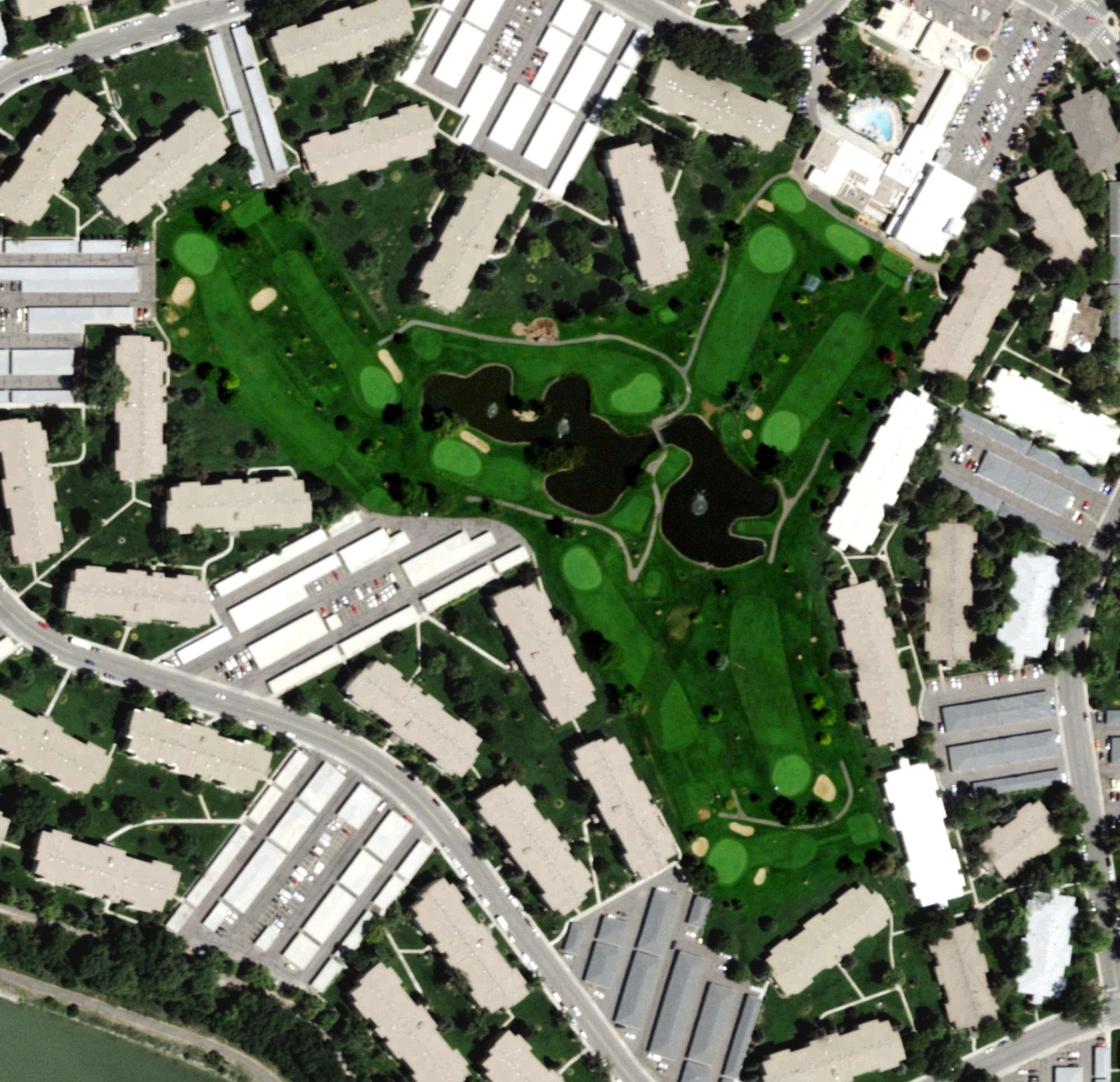 Aerial view of Emerald Greens Golf Club, CO