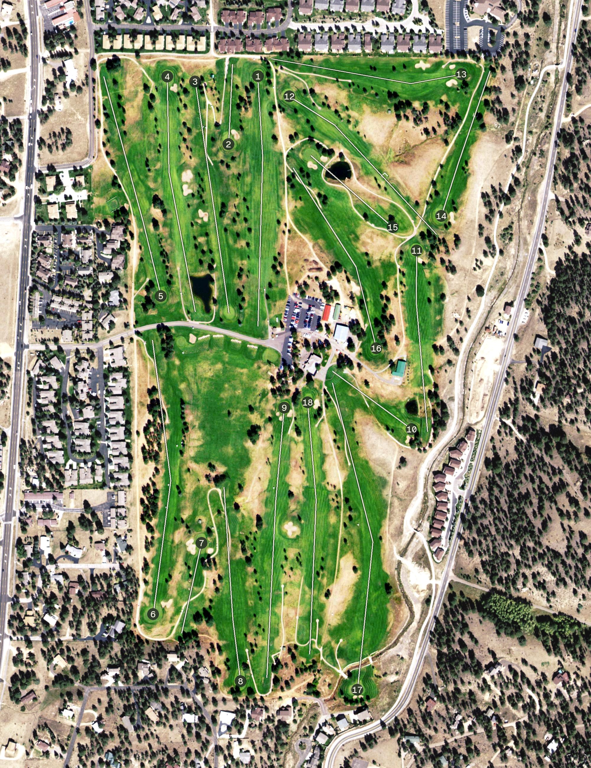 Aerial view of Estes Park Golf Course, CO