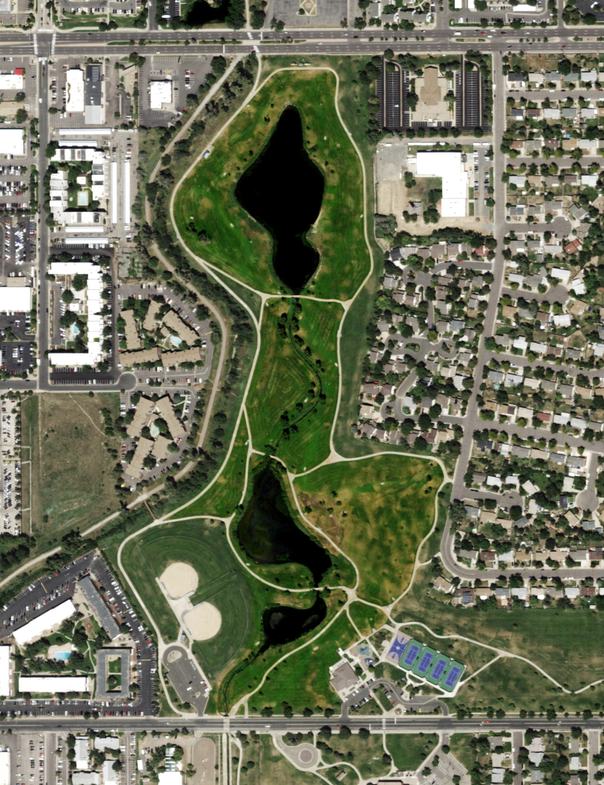 Aerial view of Expo Park Disc Golf Course, CO