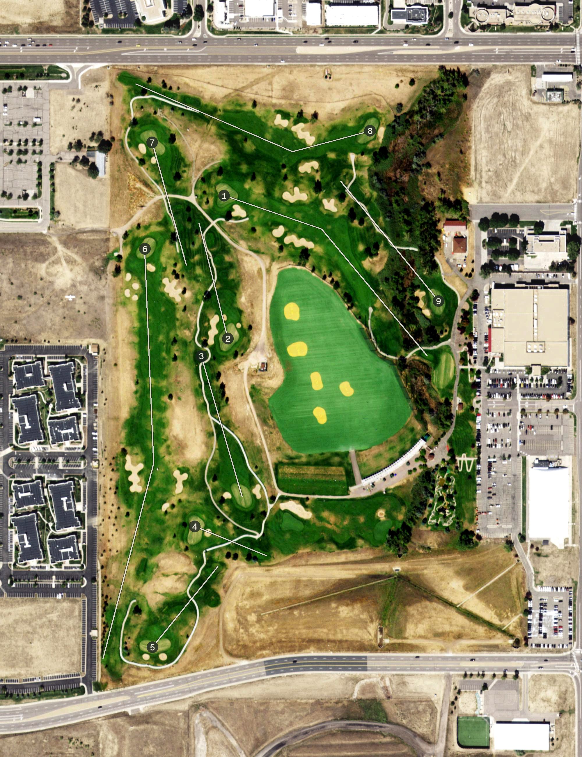 Aerial view of Family Sports Golf Course, CO