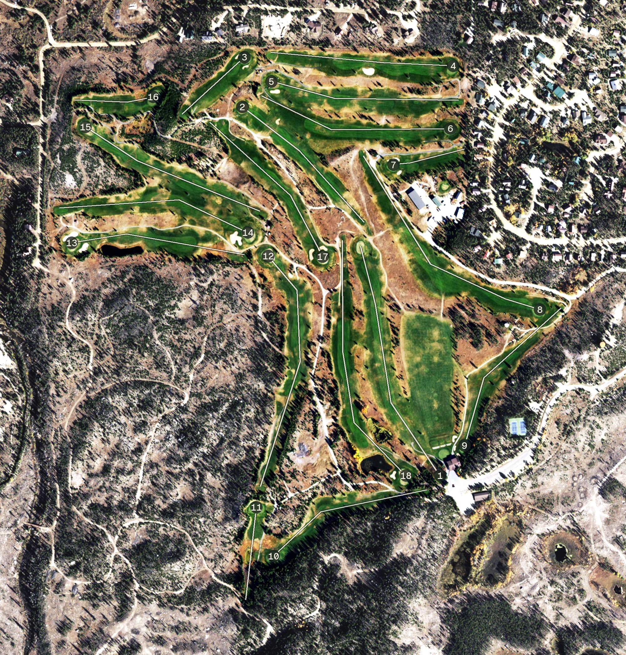 Aerial view of Grand Lake Golf Course, CO