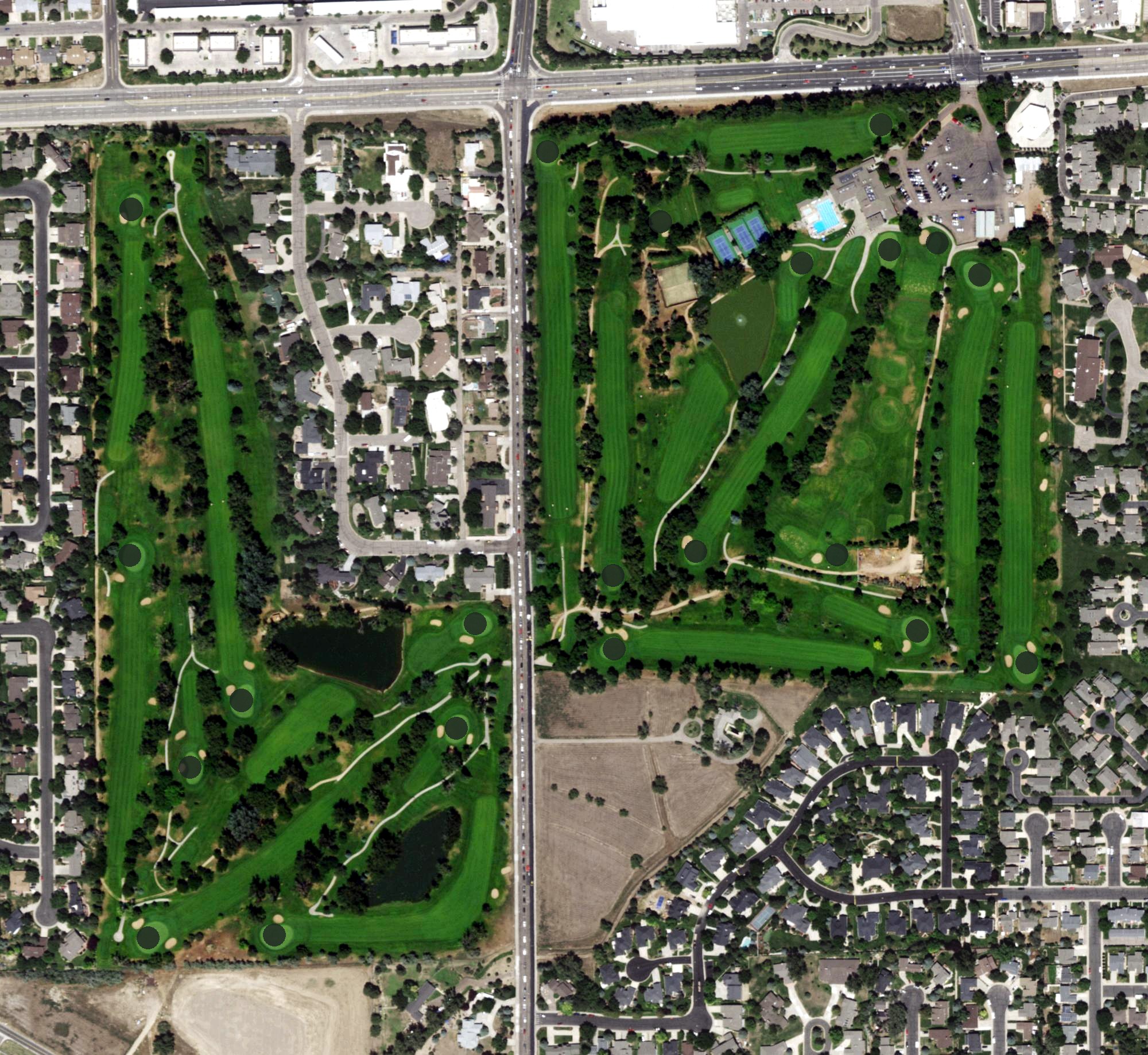 Aerial view of Greeley Country Club, CO