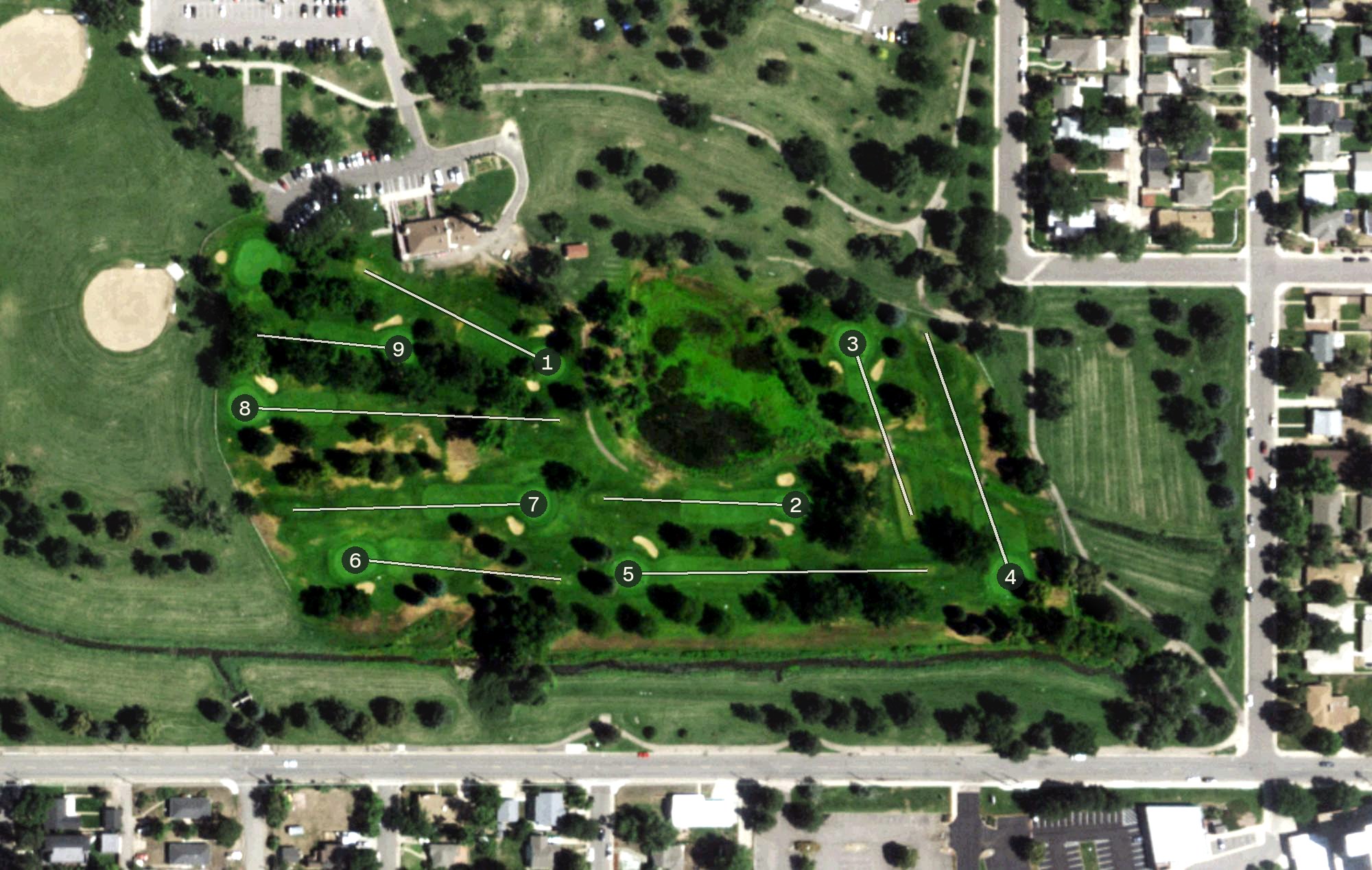 Aerial view of Harvard Gulch Golf Course, CO