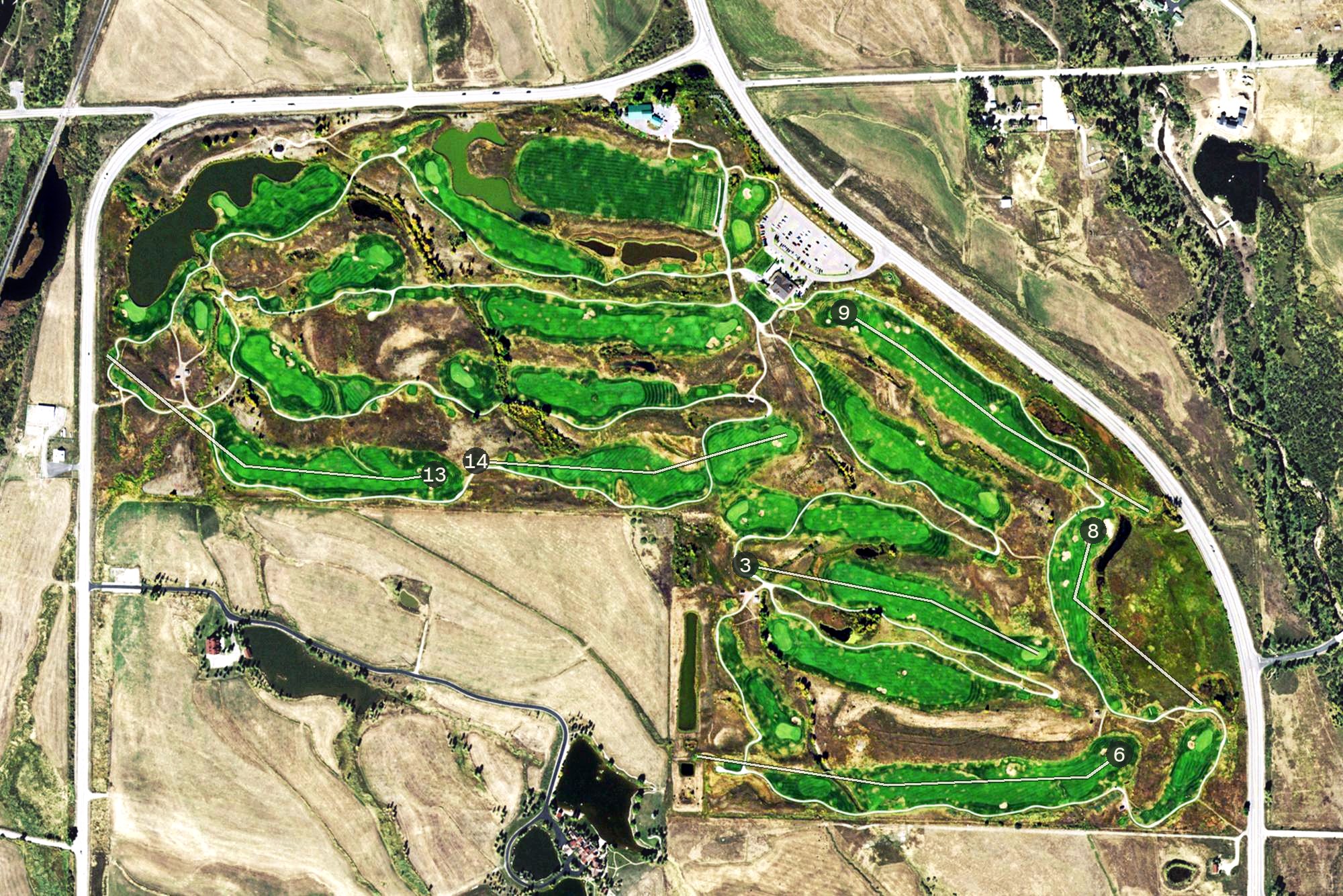 Aerial view of Haymaker Public Golf Course, CO