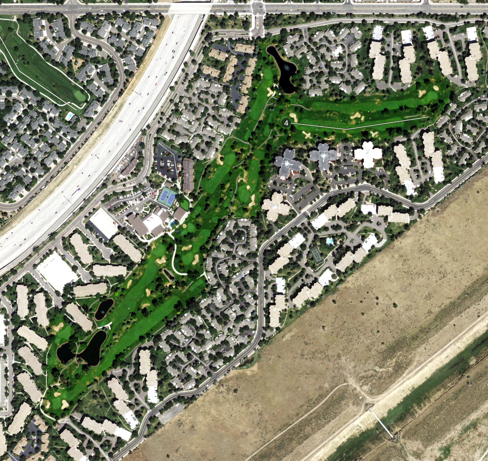 Aerial view of Heather Gardens Executive Golf Course, CO